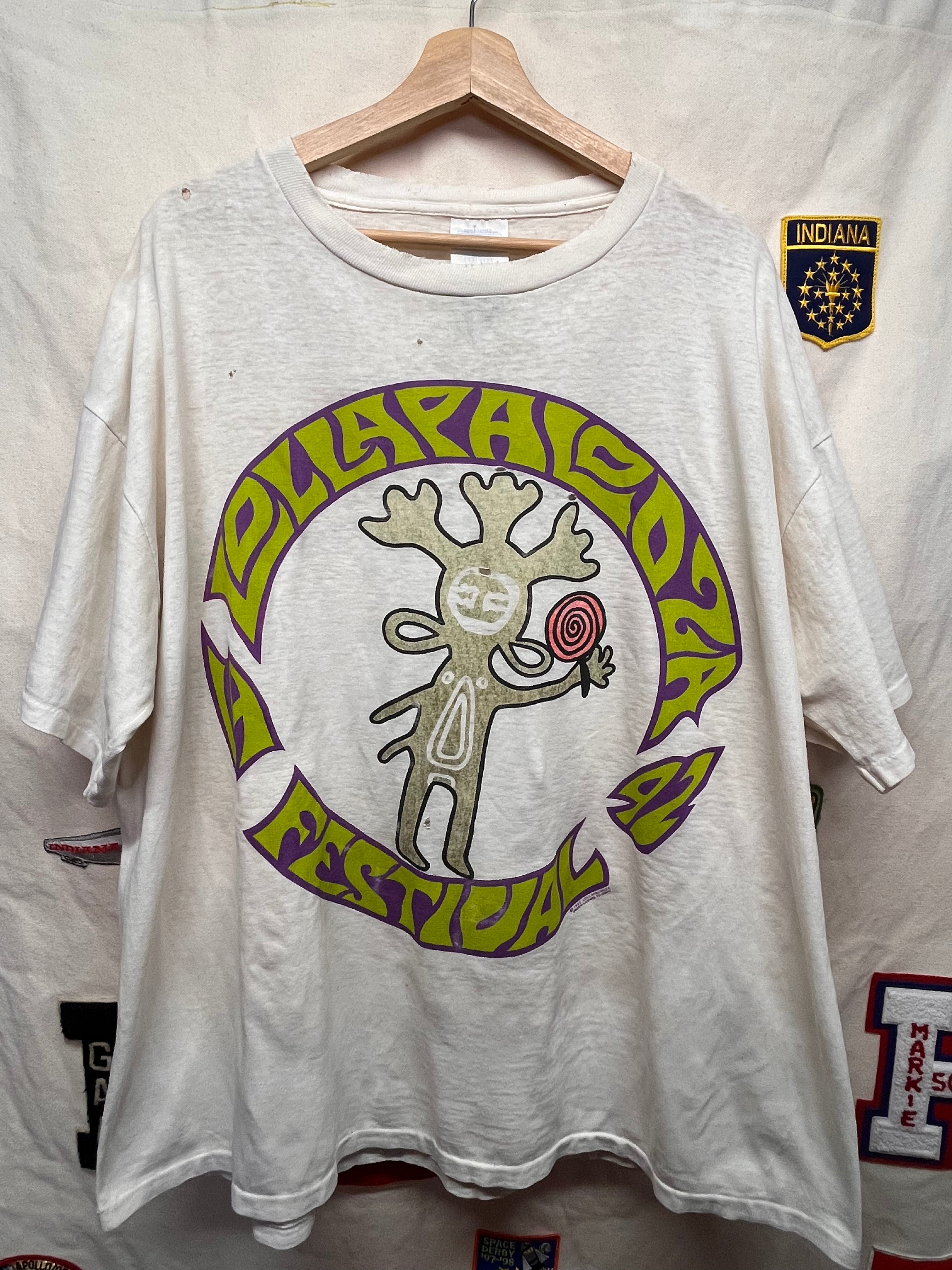 Vintage 1992 Lollapalooza Music Festival White Ice Cube Pearl Jam RHCP T-Shirt: XXL