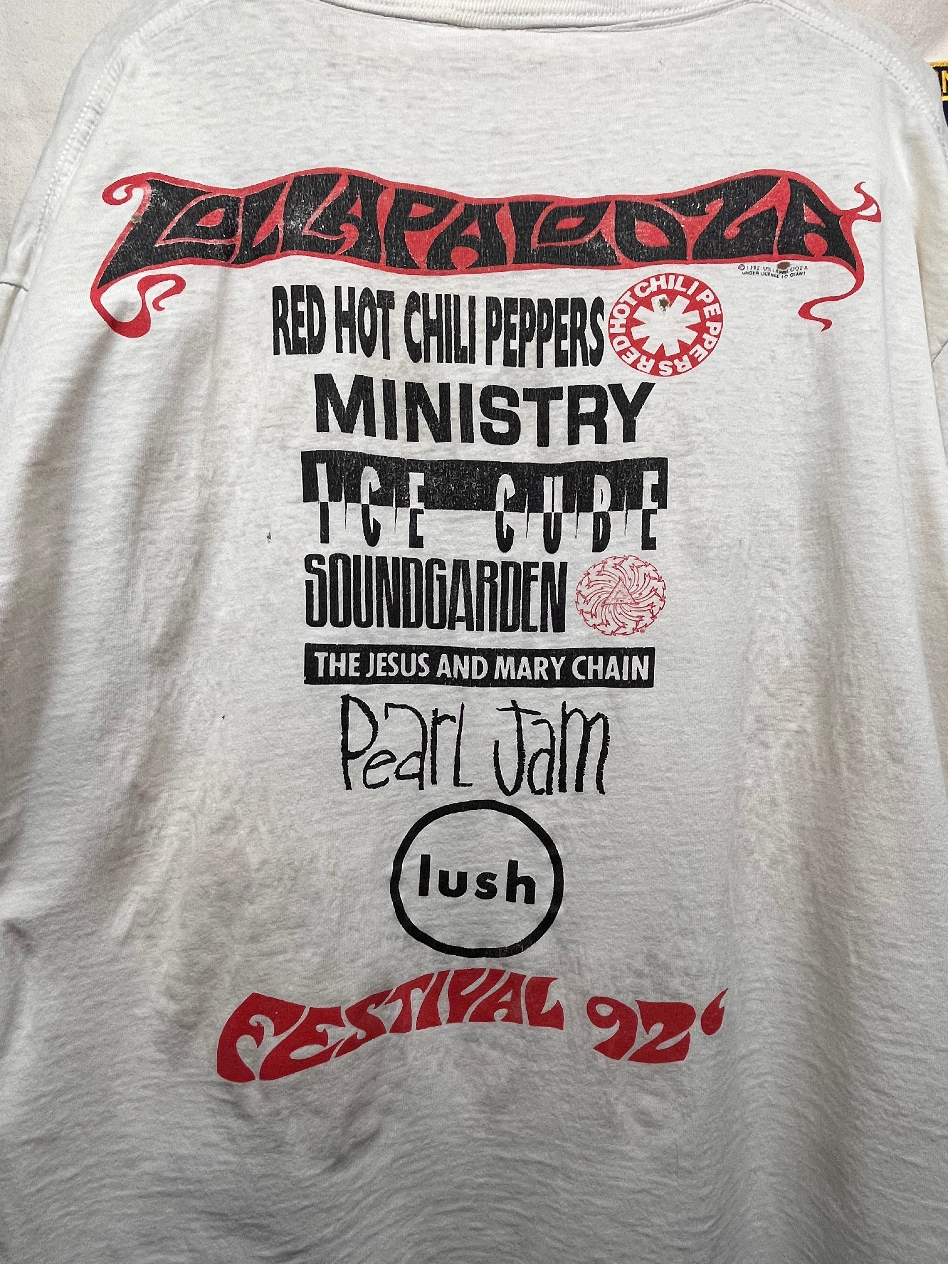 Vintage 1992 Lollapalooza Music Festival White Ice Cube Pearl Jam RHCP T-Shirt: XXL