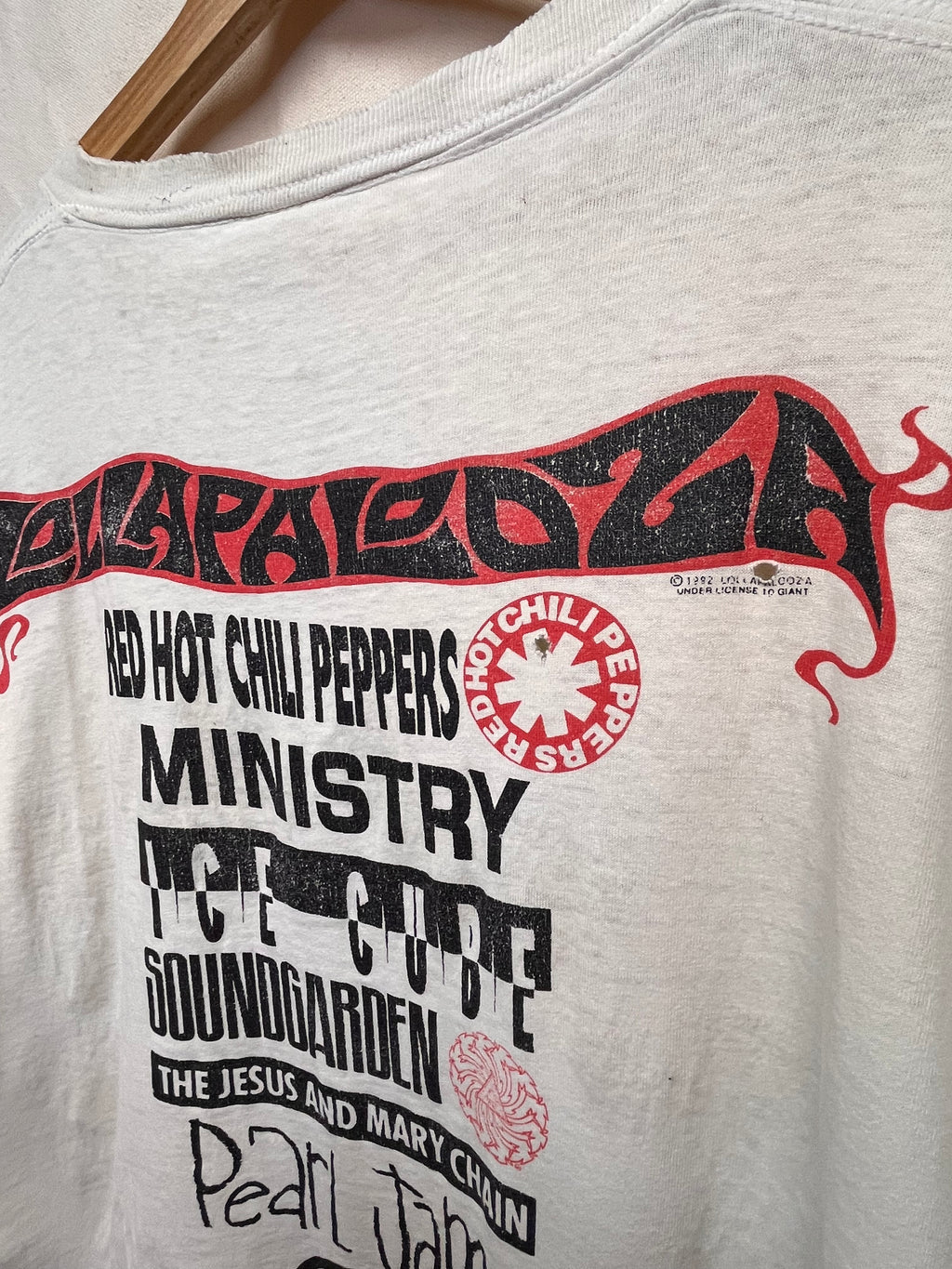 Vintage 1992 Lollapalooza Music Festival White Ice Cube Pearl Jam RHCP T-Shirt: XXL