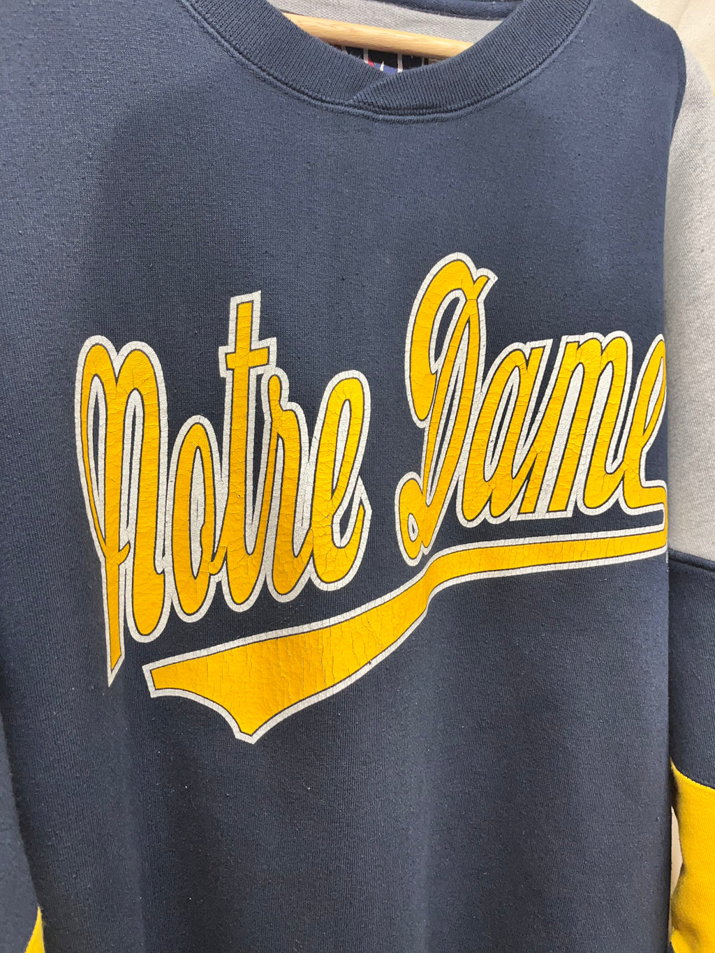 Vintage University of Notre Dame Fighting Irish Galt Sand Script Cut Sew Crewneck Sweatshirt: Large