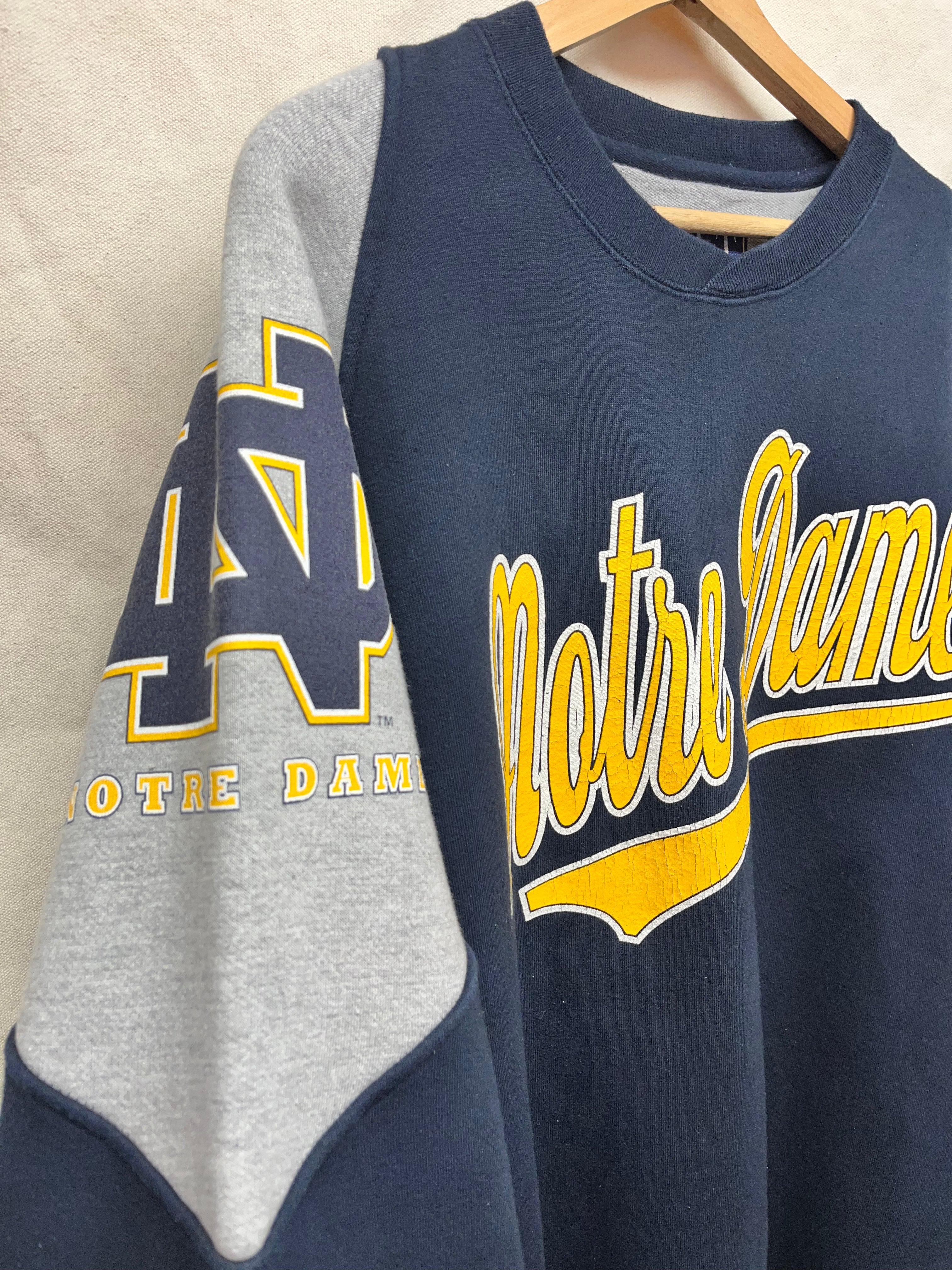 Vintage University of Notre Dame Fighting Irish Galt Sand Script Cut Sew Crewneck Sweatshirt: Large