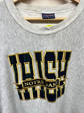 Load image into Gallery viewer, Vintage University of Notre Dame Fighting Irish Grey Plaid Reverse Weave Crewneck Sweatshirt: XL
