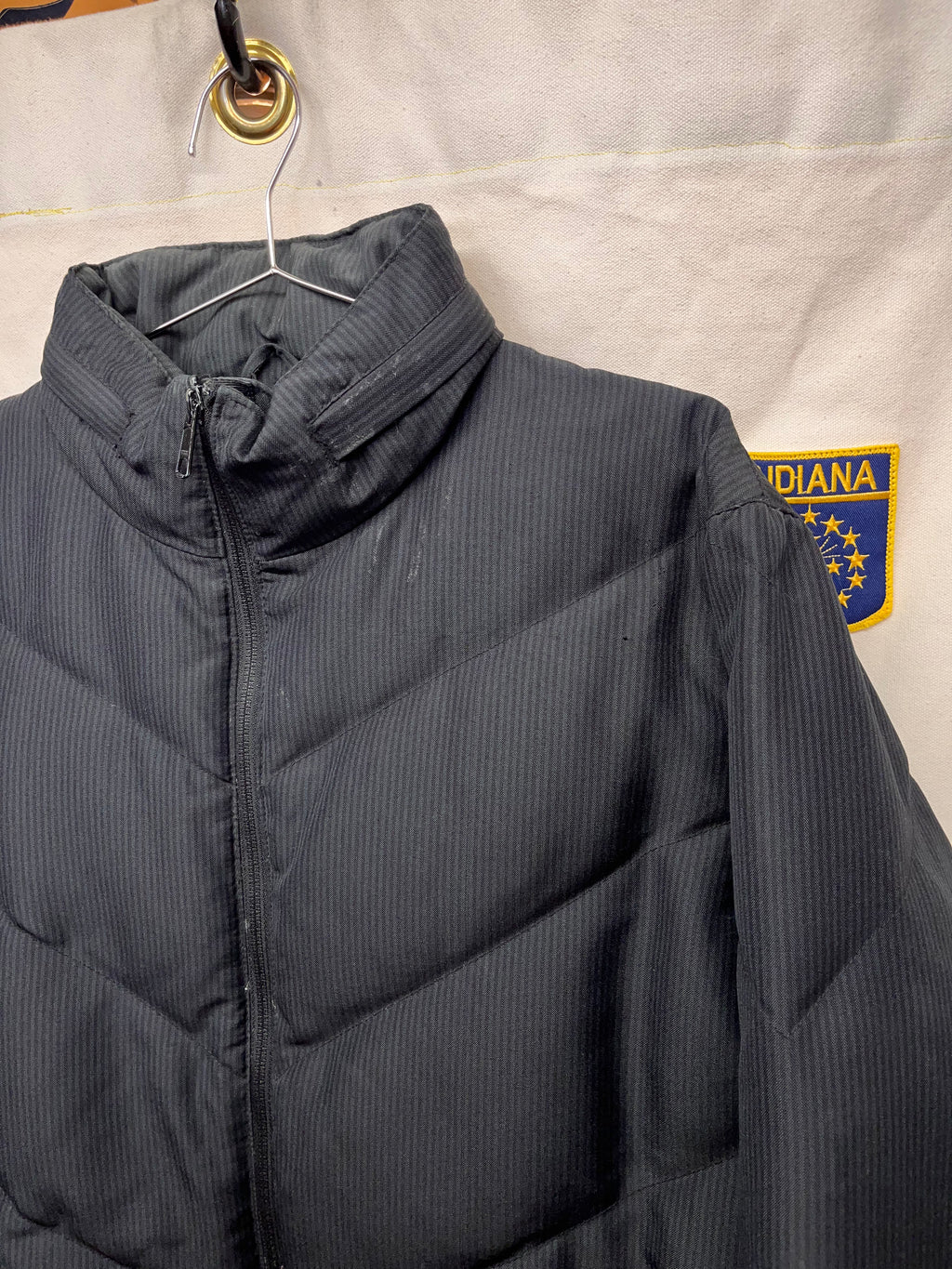 Vintage Stussy Streetwear Black Puffer Zip Up Y2K Coat: Medium