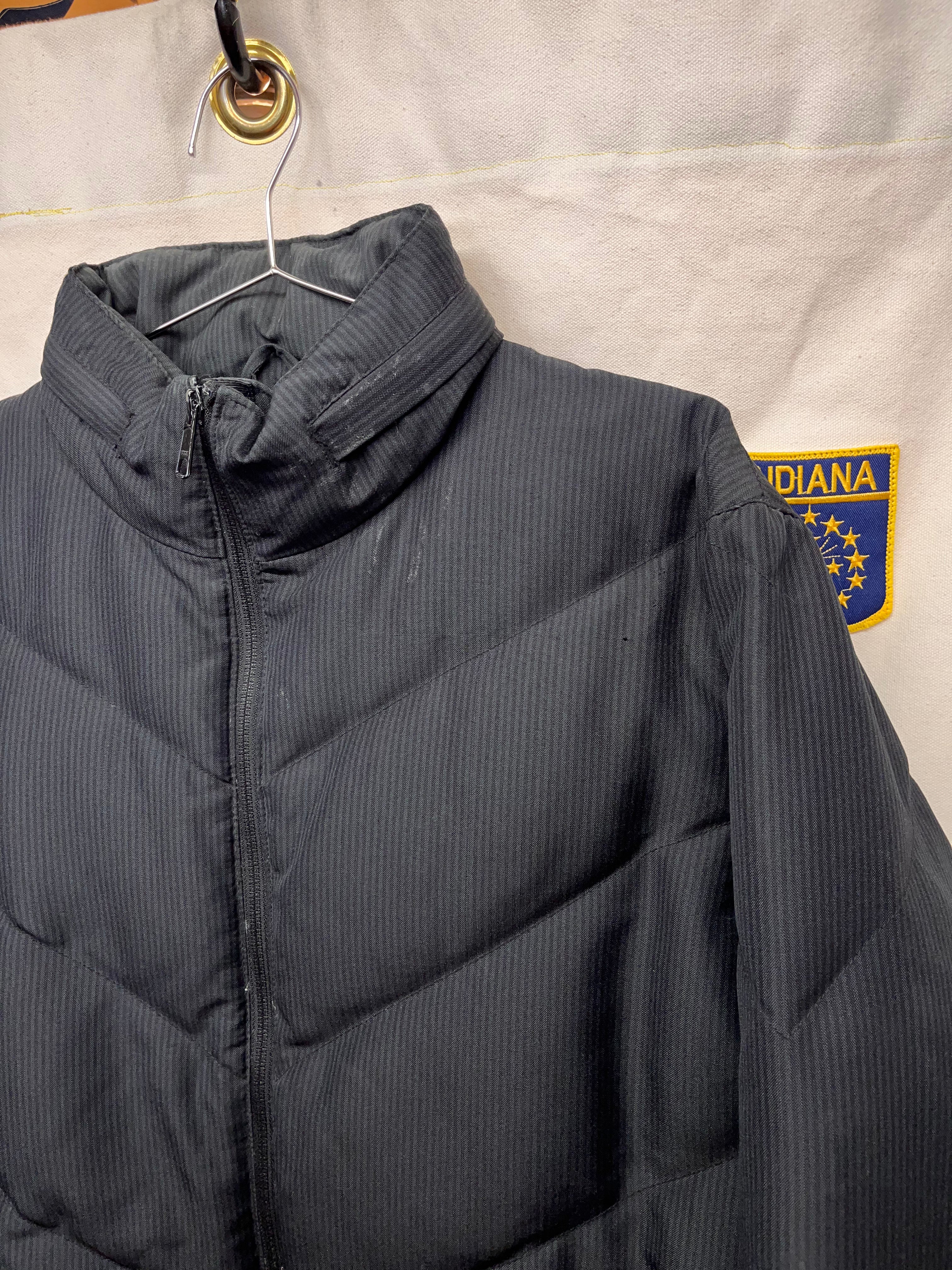 Vintage Stussy Streetwear Black Puffer Zip Up Y2K Coat: Medium