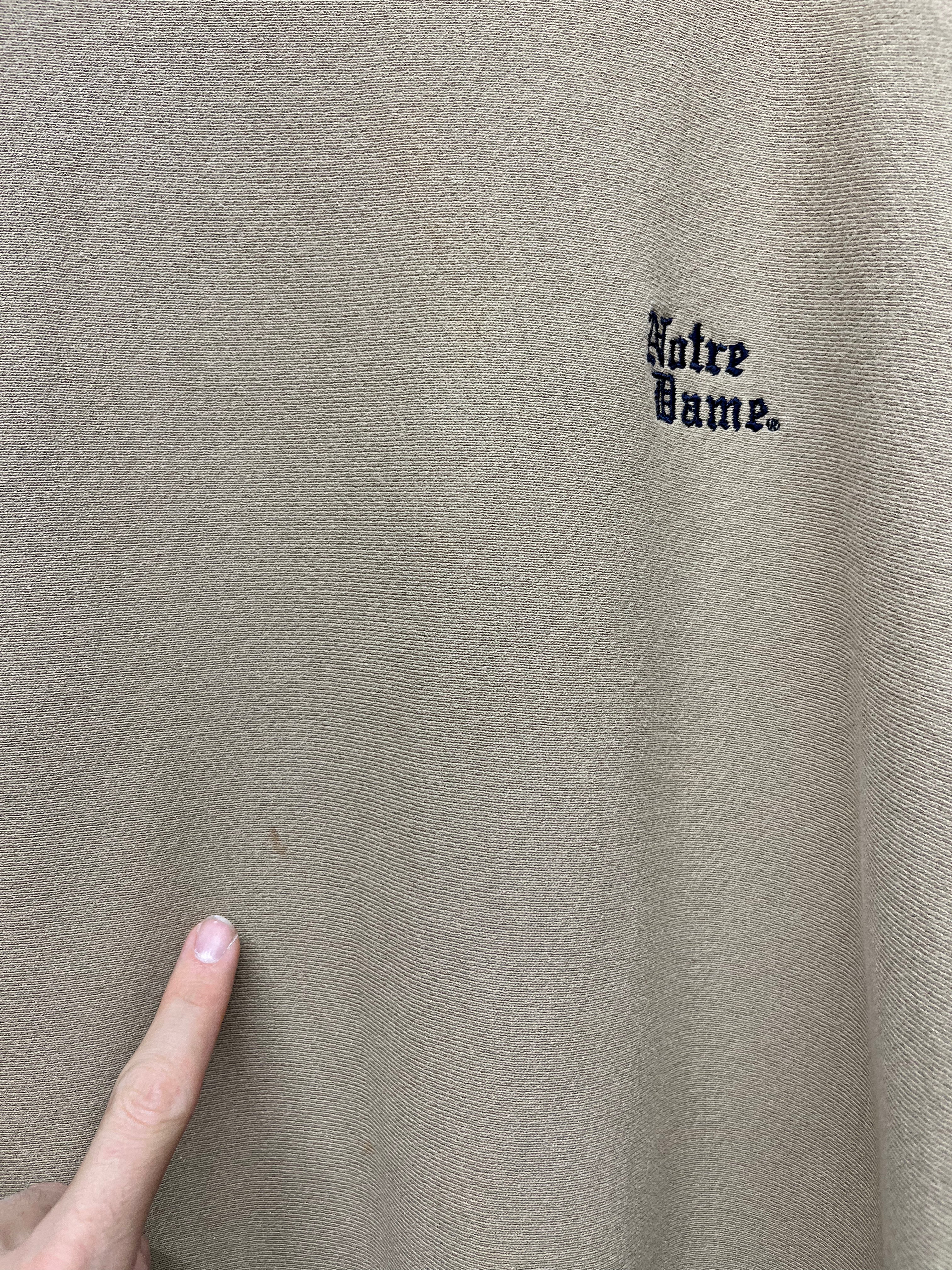 Vintage University of Notre Dame Fighting Irish Tan MV Sport Pro Weave Embroidered Crewneck Sweatshirt: XL