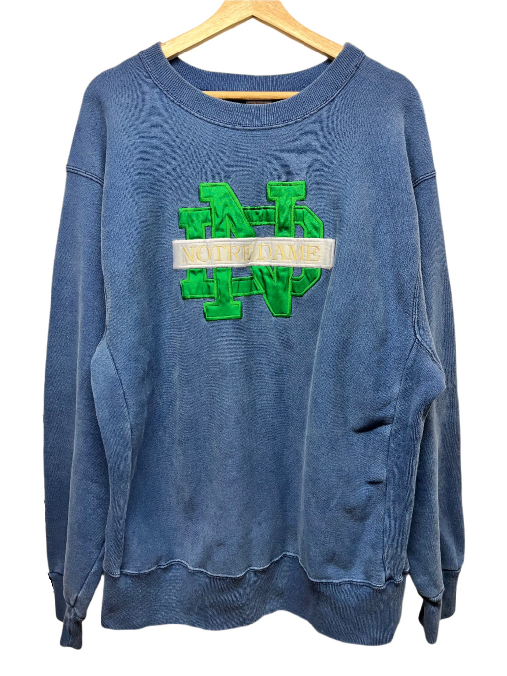 Vintage University of Notre Dame Fighting Irish Navy Crable Sportswear Reverse Weave Crewneck Sweatshirt: XL