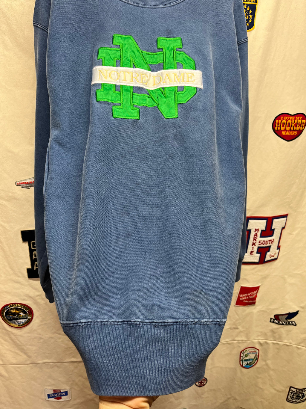 Vintage University of Notre Dame Fighting Irish Navy Crable Sportswear Reverse Weave Crewneck Sweatshirt: XL
