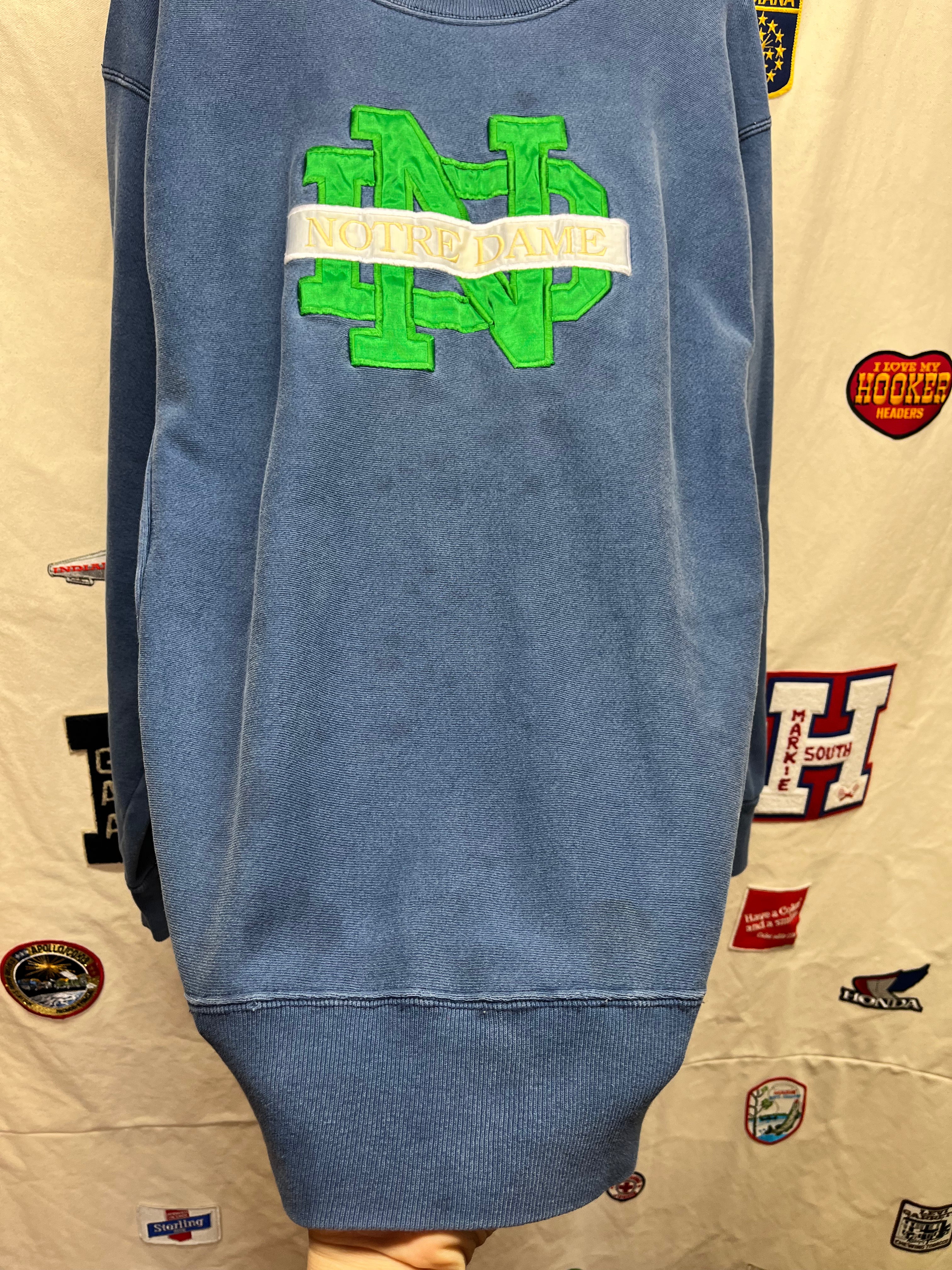 Vintage University of Notre Dame Fighting Irish Navy Crable Sportswear Reverse Weave Crewneck Sweatshirt: XL