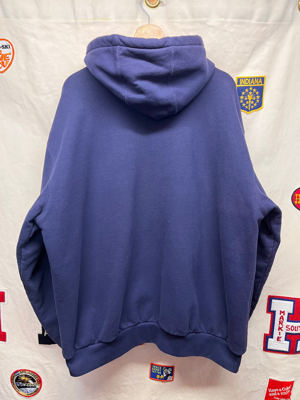 Vintage Carhartt J149 Navy Blue Thermal Lined 2 Ply Hooded Zip-Up Sweat Jacket: XL