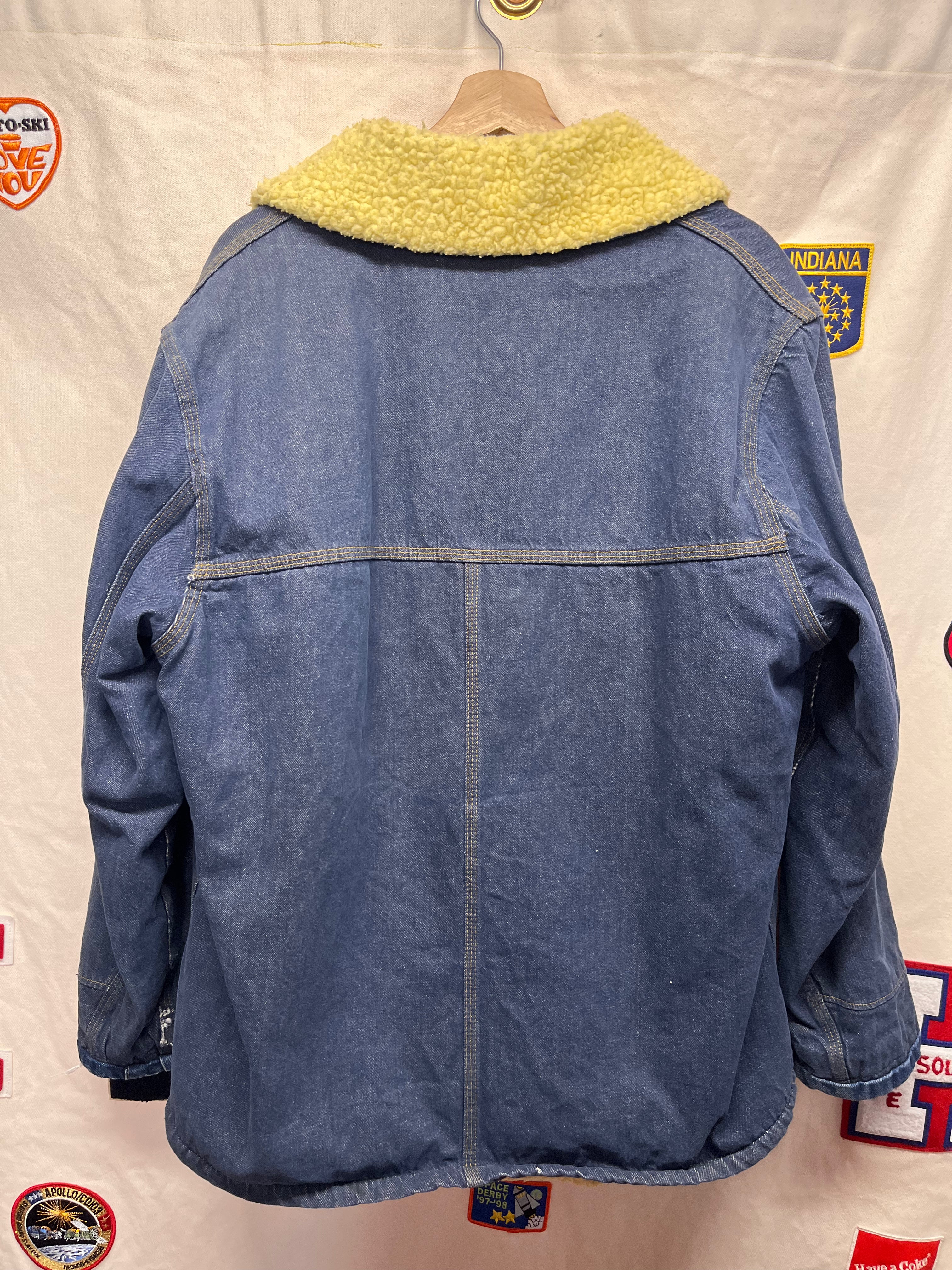 Vintage Carhartt 70's Blue Denim Sherpa Lined Ranch Jacket: XL 48