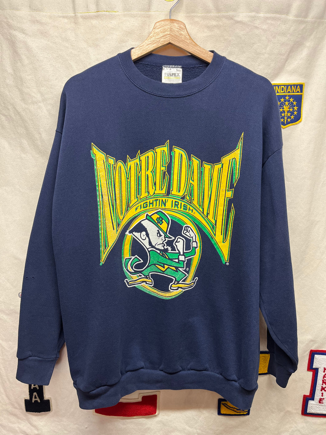 Vintage University of Notre Dame Fighting Irish Navy Tultex Crewneck Sweatshirt: Large/XL