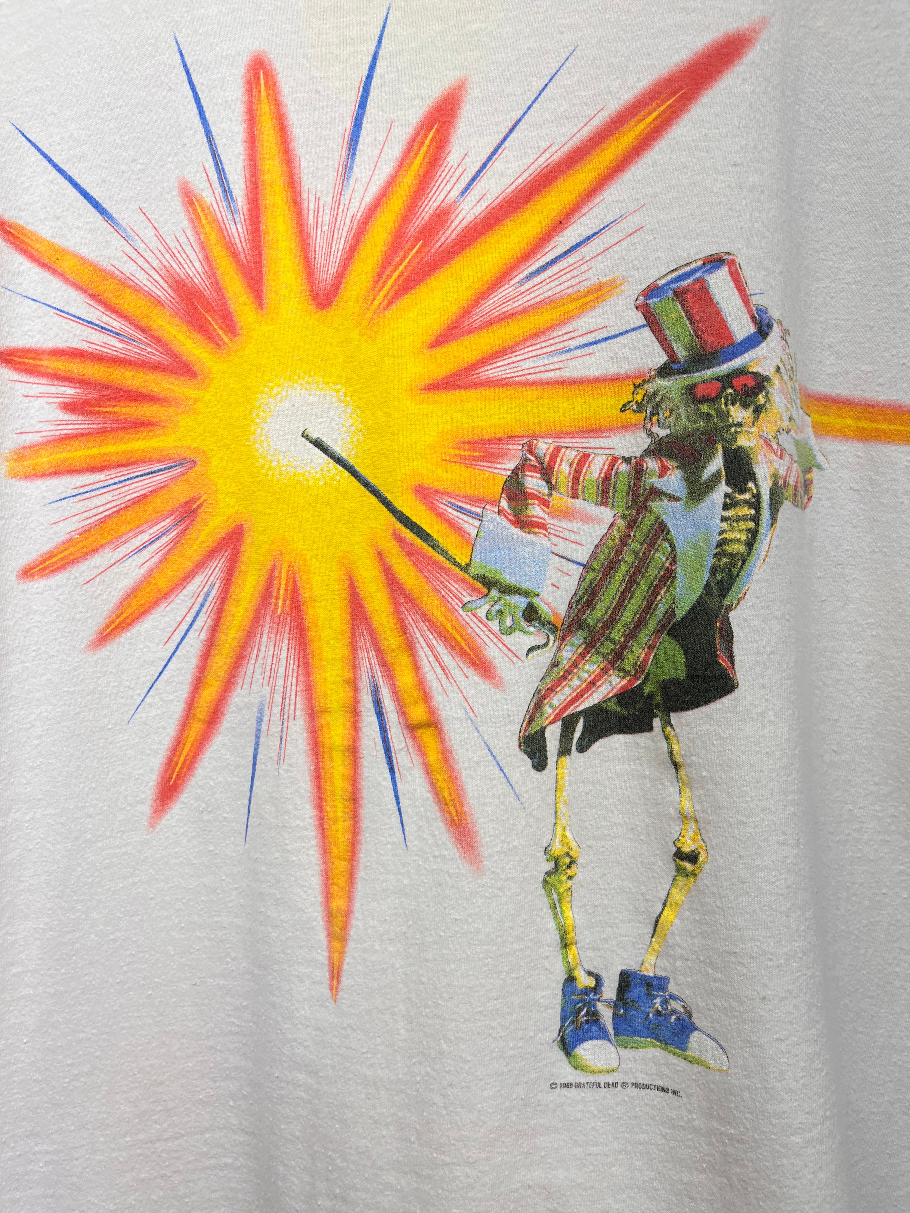 Vintage Grateful Dead Uncle Sam Skelton Fall Tour 1987 White T-Shirt: Large