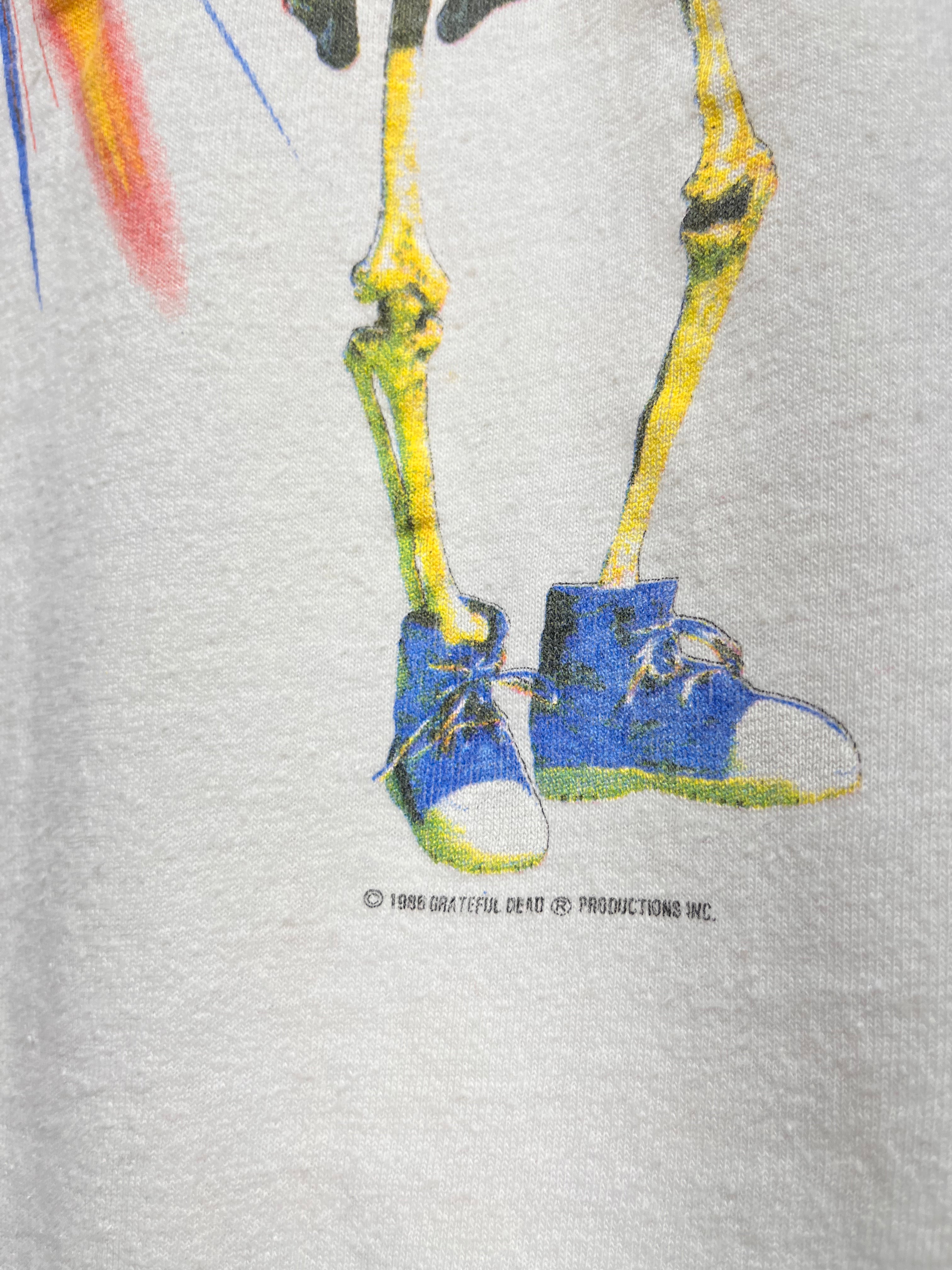 Vintage Grateful Dead Uncle Sam Skelton Fall Tour 1987 White T-Shirt: Large