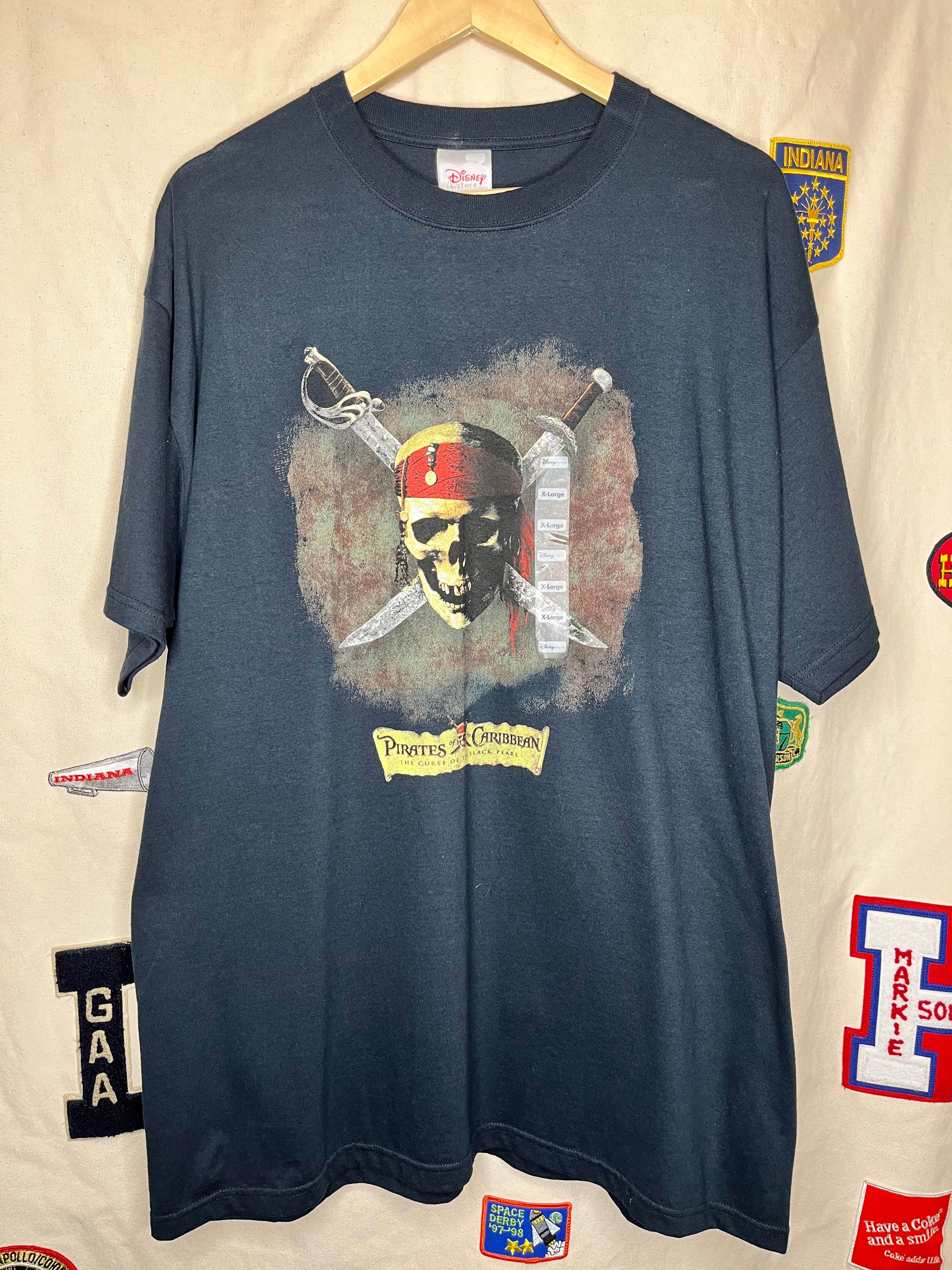 Vintage Disney Pirates of the Caribbean Curse of the Black Pearl T-Shirt sz  L