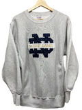 Vintage University of Notre Dame Fighting Irish Grey Reverse Weave Crable Sportswear Crewneck Sweatshirt: Medium