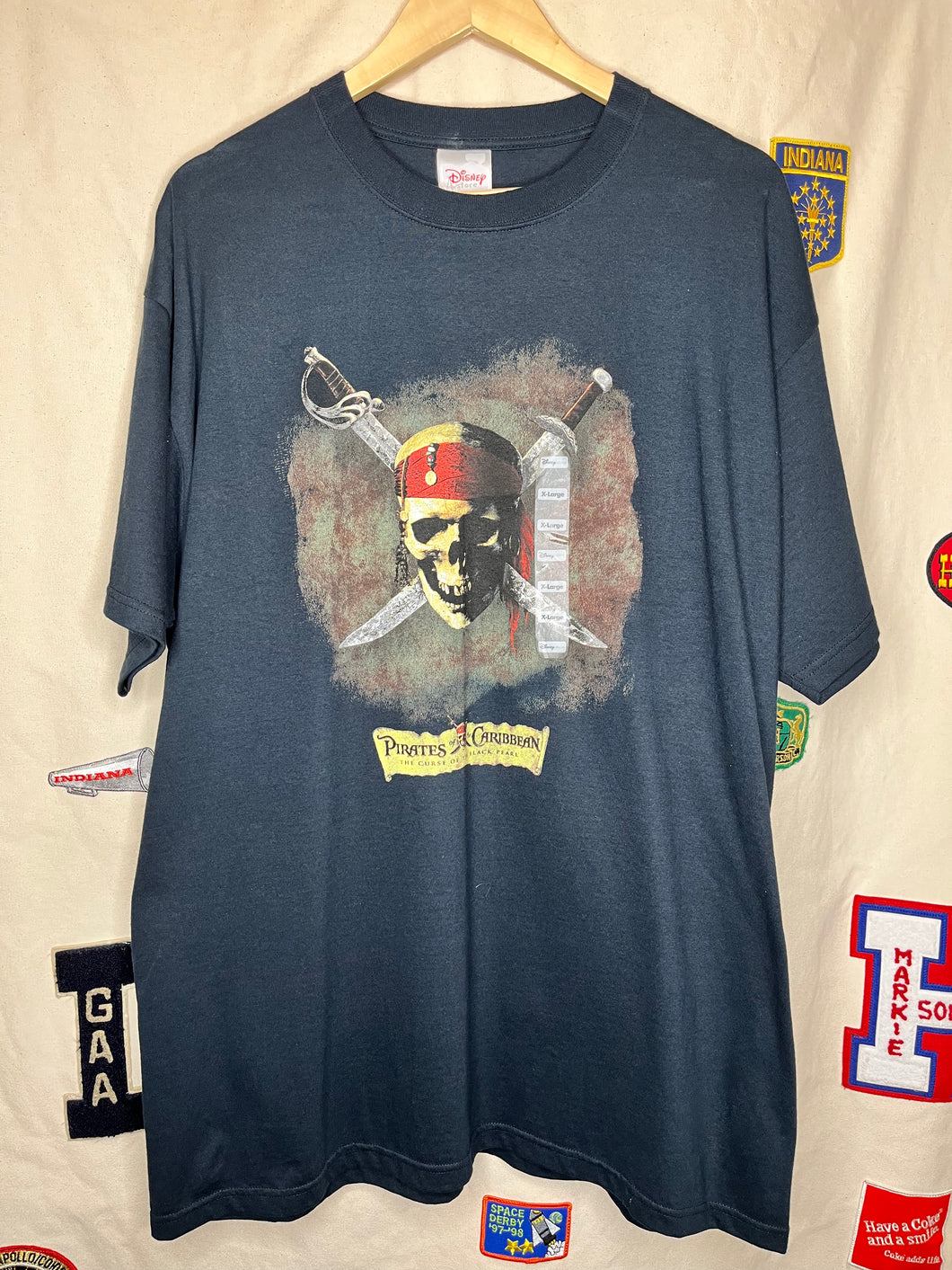 Vintage Disney Pirates of the Caribbean Curse of the Black Pearl Movie T-Shirt NWT: XL