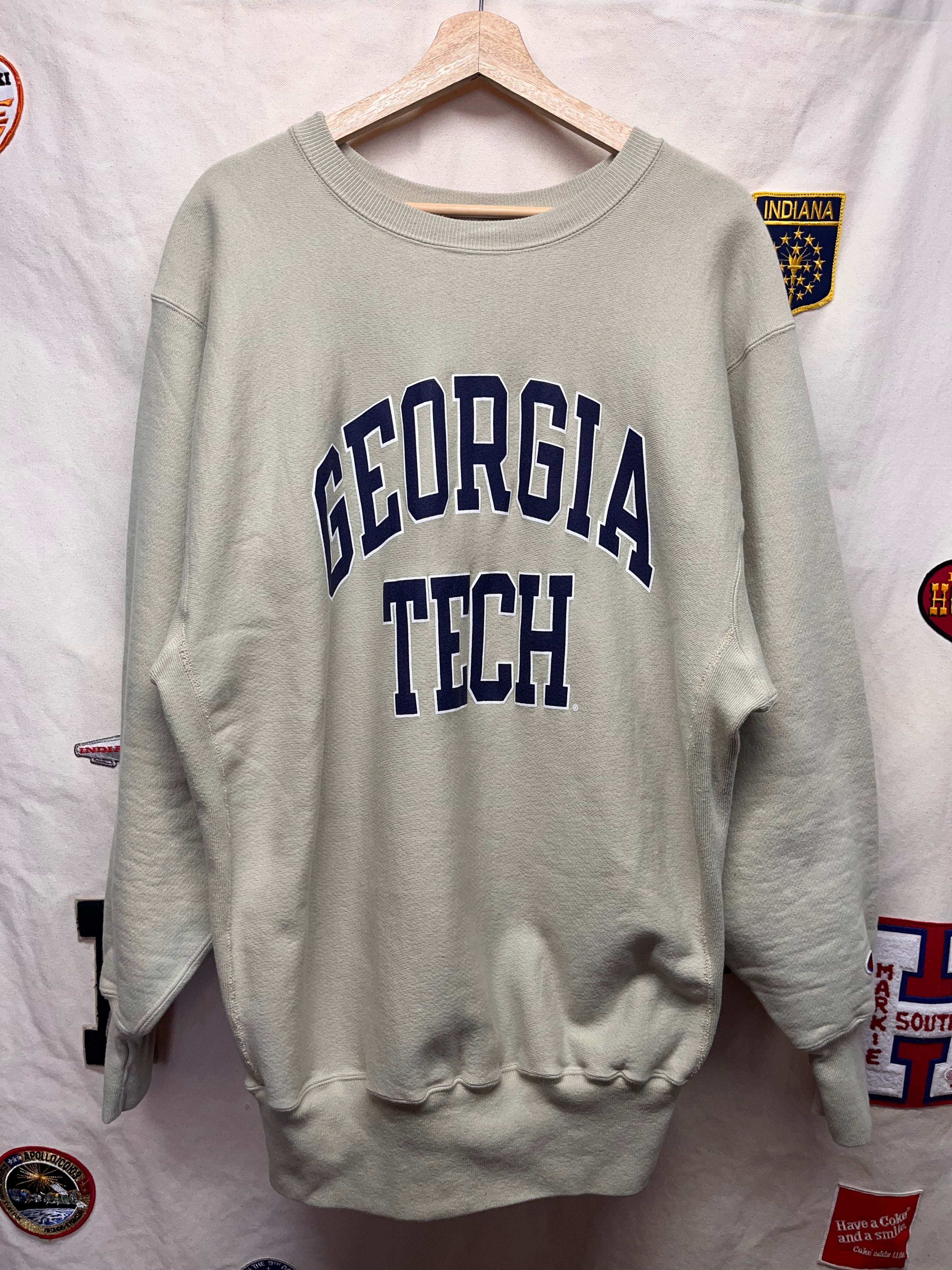 Vintage Georgia Tech Yellow Jackets Tan Champion Reverse Weave 90's Sweatshirt: XXL