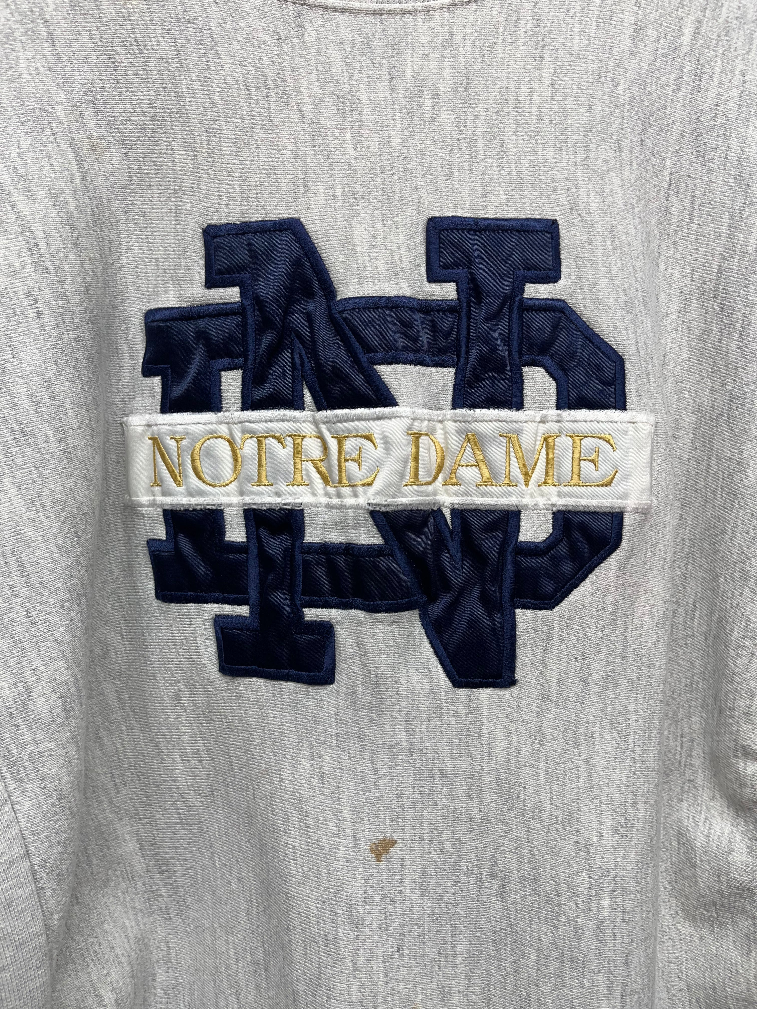Vintage University of Notre Dame Fighting Irish Grey Reverse Weave Crable Sportswear Crewneck Sweatshirt: Medium