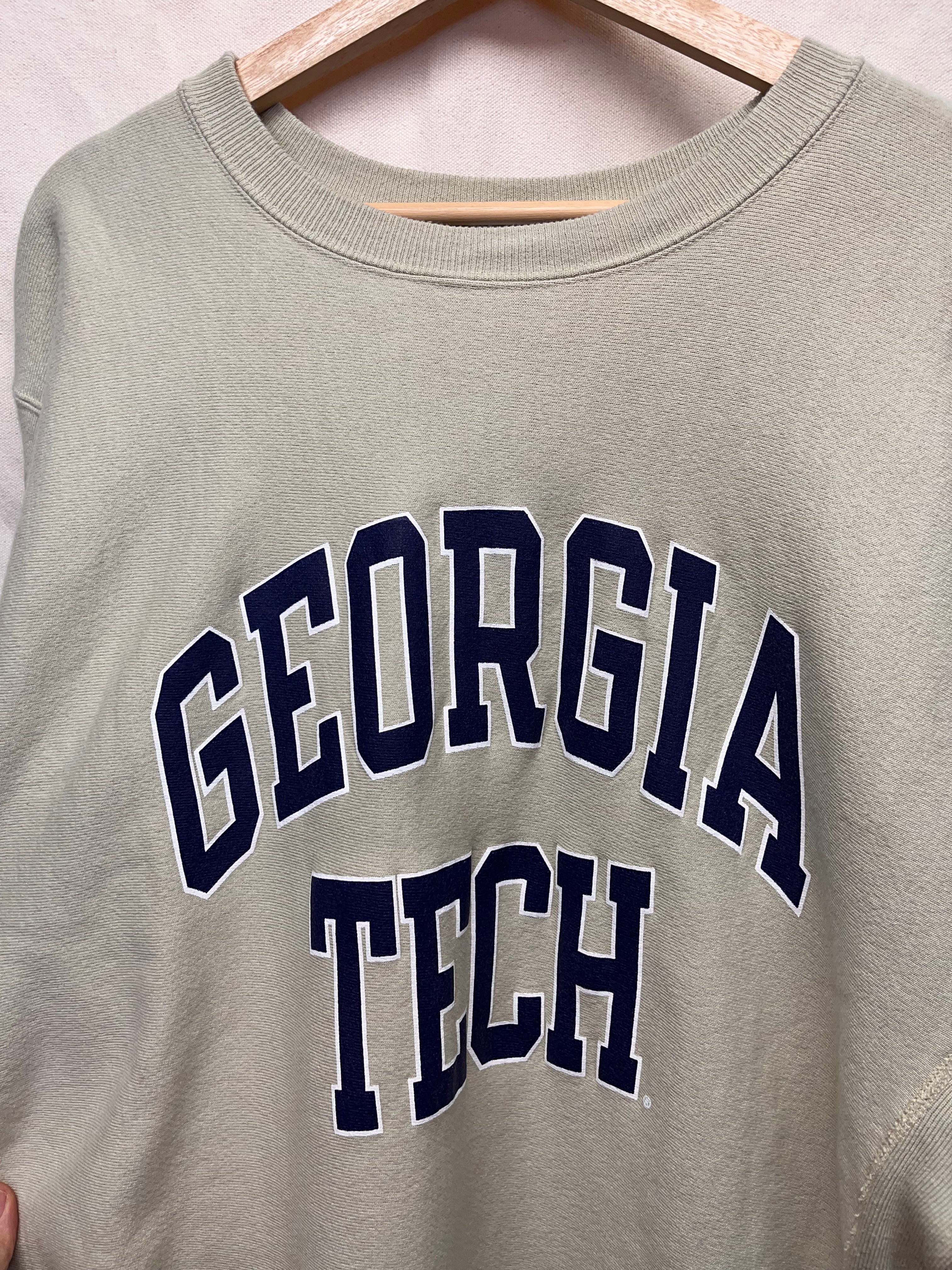 Vintage Georgia Tech Yellow Jackets Tan Champion Reverse Weave 90's Sweatshirt: XXL