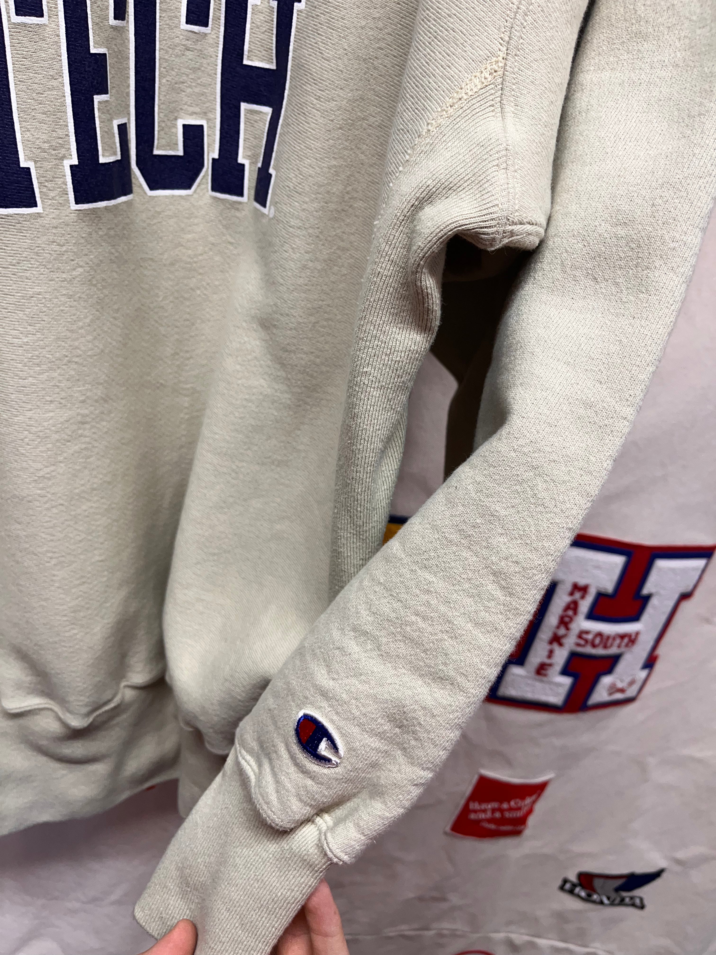 Vintage Georgia Tech Yellow Jackets Tan Champion Reverse Weave 90's Sweatshirt: XXL