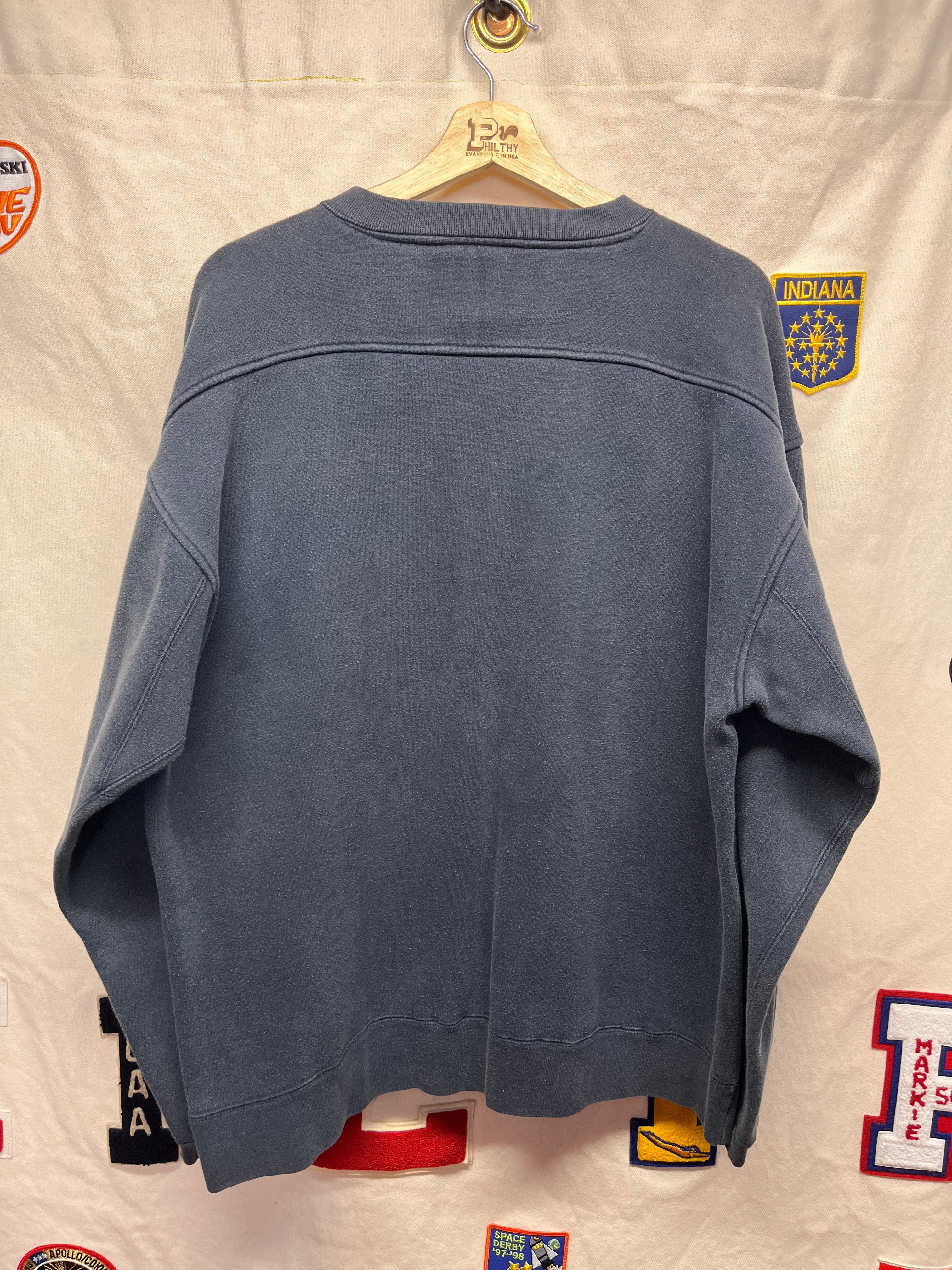 Vintage De Paul University Blue Deomns Galt Sand Navy Sweatshirt: Large