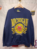 Vintage University of Michigan Wolverines Crest Navy Home Advantage Sweatshirt: XL