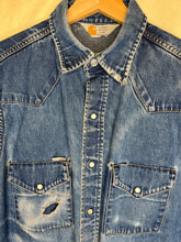 Load image into Gallery viewer, Vintage Distressed Carhartt Western Pearl Snap Denim Shirt: Large
