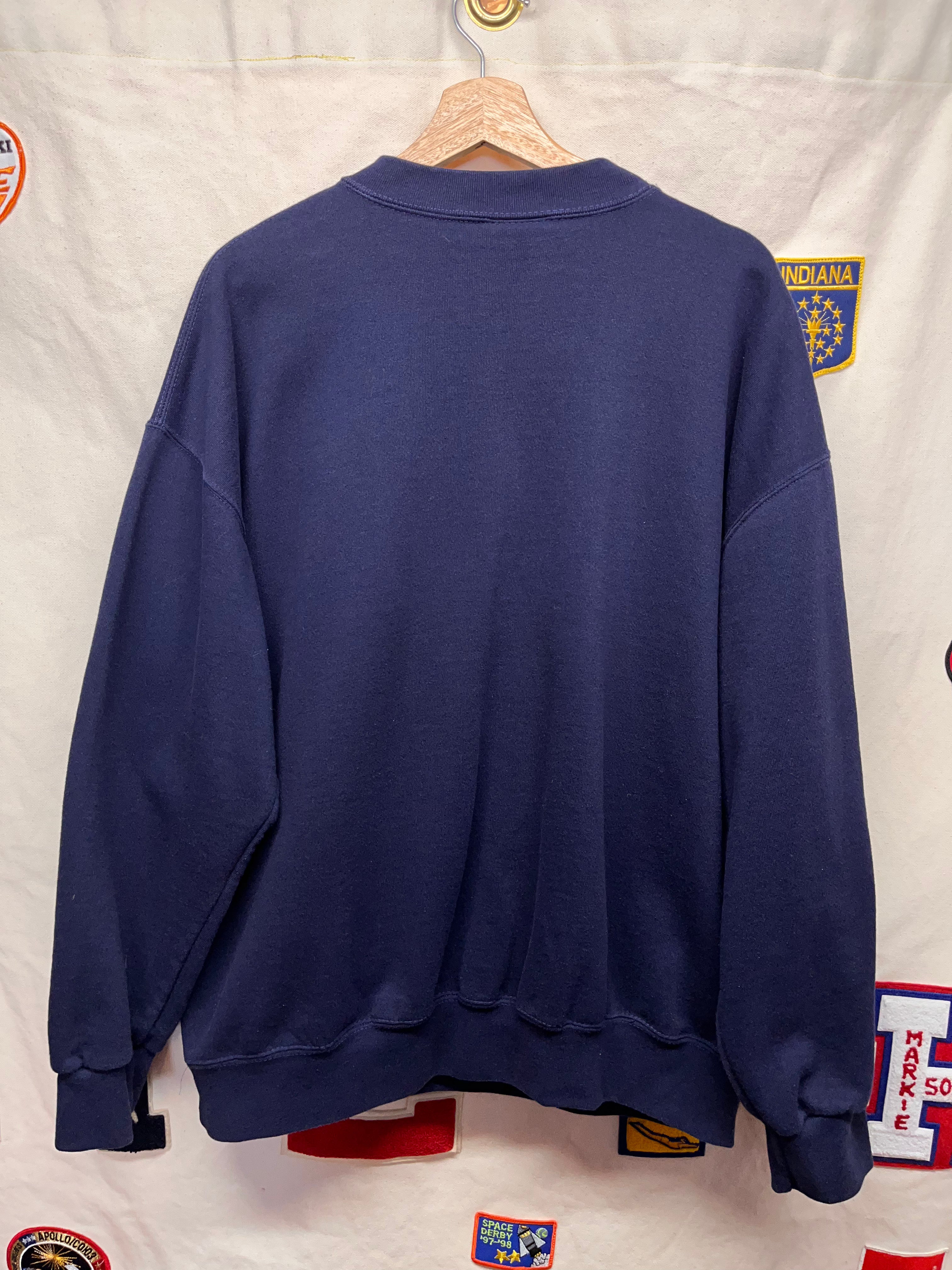 Vintage University of Michigan Wolverines Crest Navy Home Advantage Sweatshirt: XL