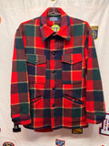 Vintage Pendleton 70's Red Plaid Wool Shirt Jacket: Medium