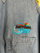 Load image into Gallery viewer, Vintage Daytona 500 Racing Denim Button Up Shirt: L/XL
