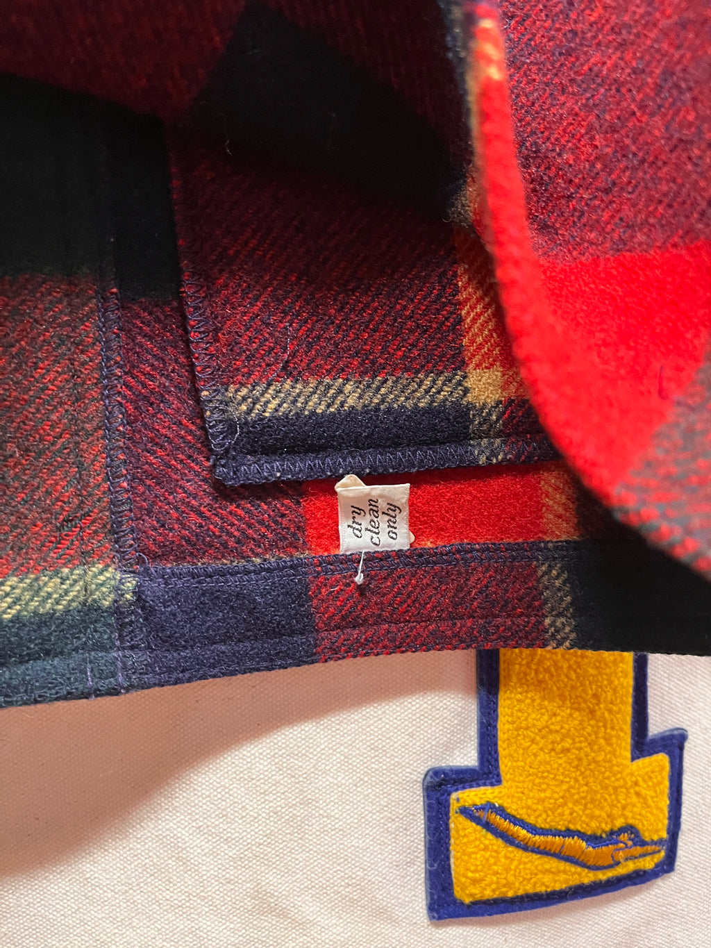 Vintage Pendleton 70's Red Plaid Wool Shirt Jacket: Medium