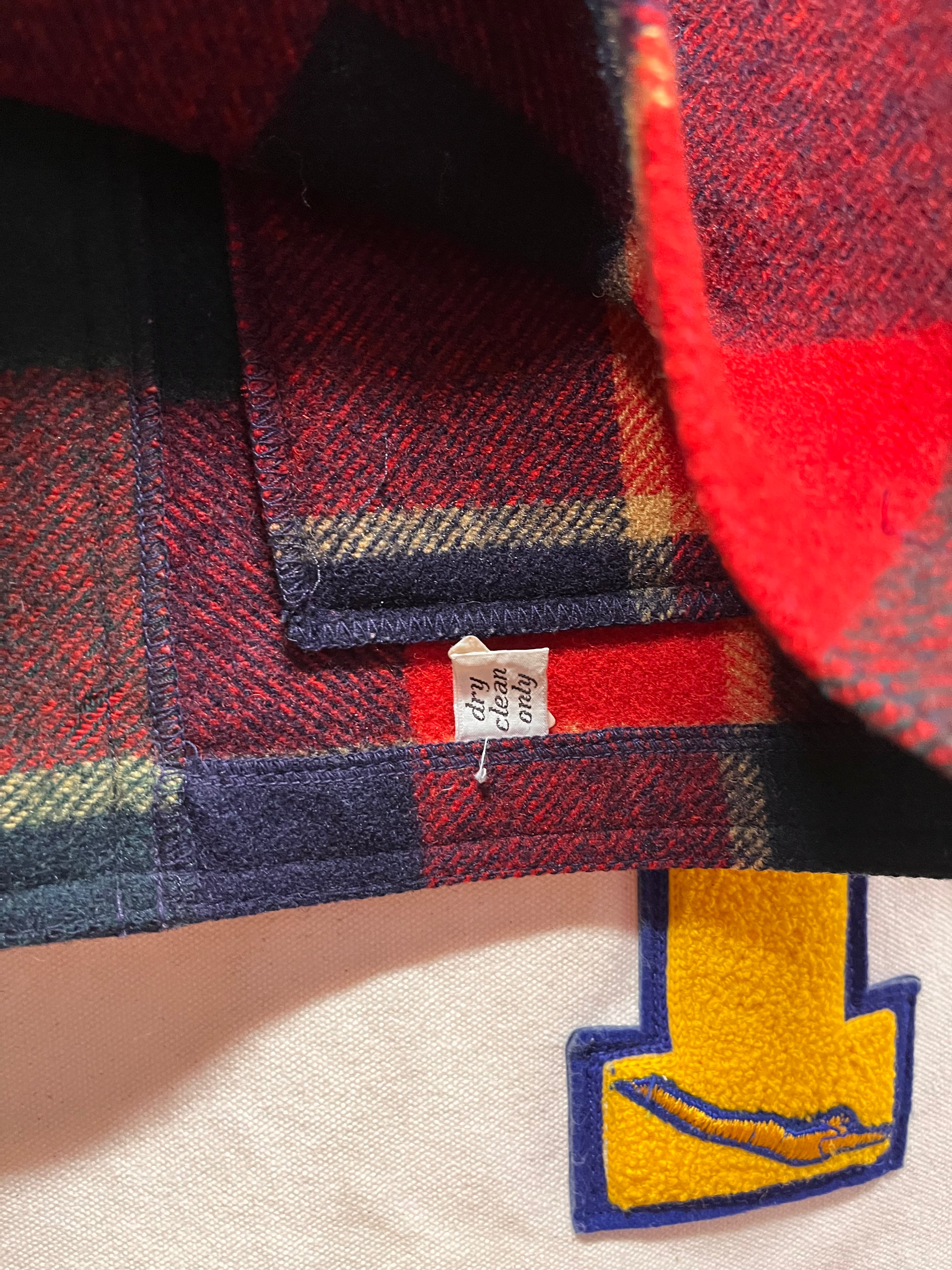 Vintage Pendleton 70's Red Plaid Wool Shirt Jacket: Medium