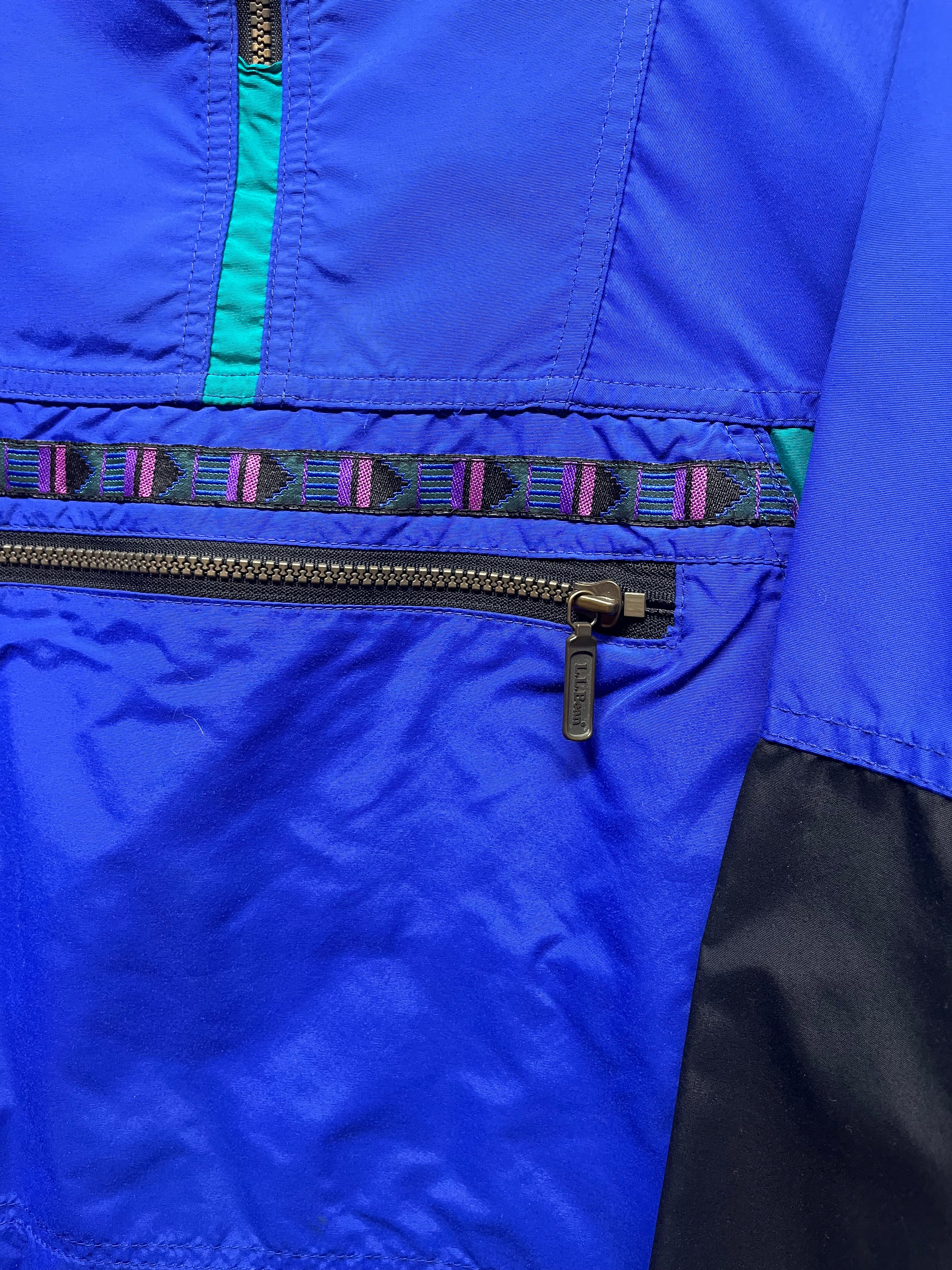Vintage L.L. Bean Half Zip Blue Anorak Windbreaker Pullover 90's Jacket: Medium