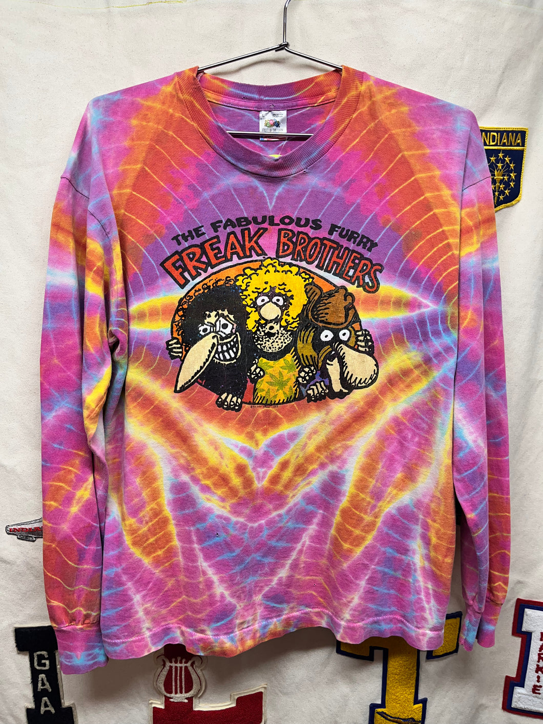 Vintage The Fabulous Furry Freak Brothers TV Show 1992 Tie-Dye Longsleeve T-Shirt: Medium