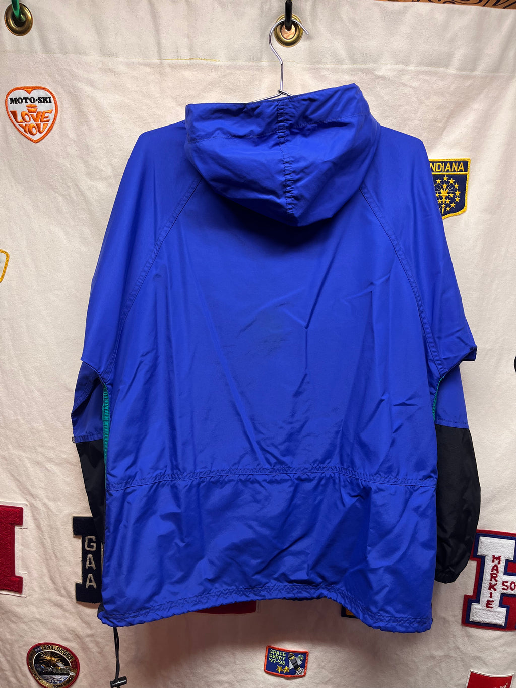 Vintage L.L. Bean Half Zip Blue Anorak Windbreaker Pullover 90's Jacket: Medium