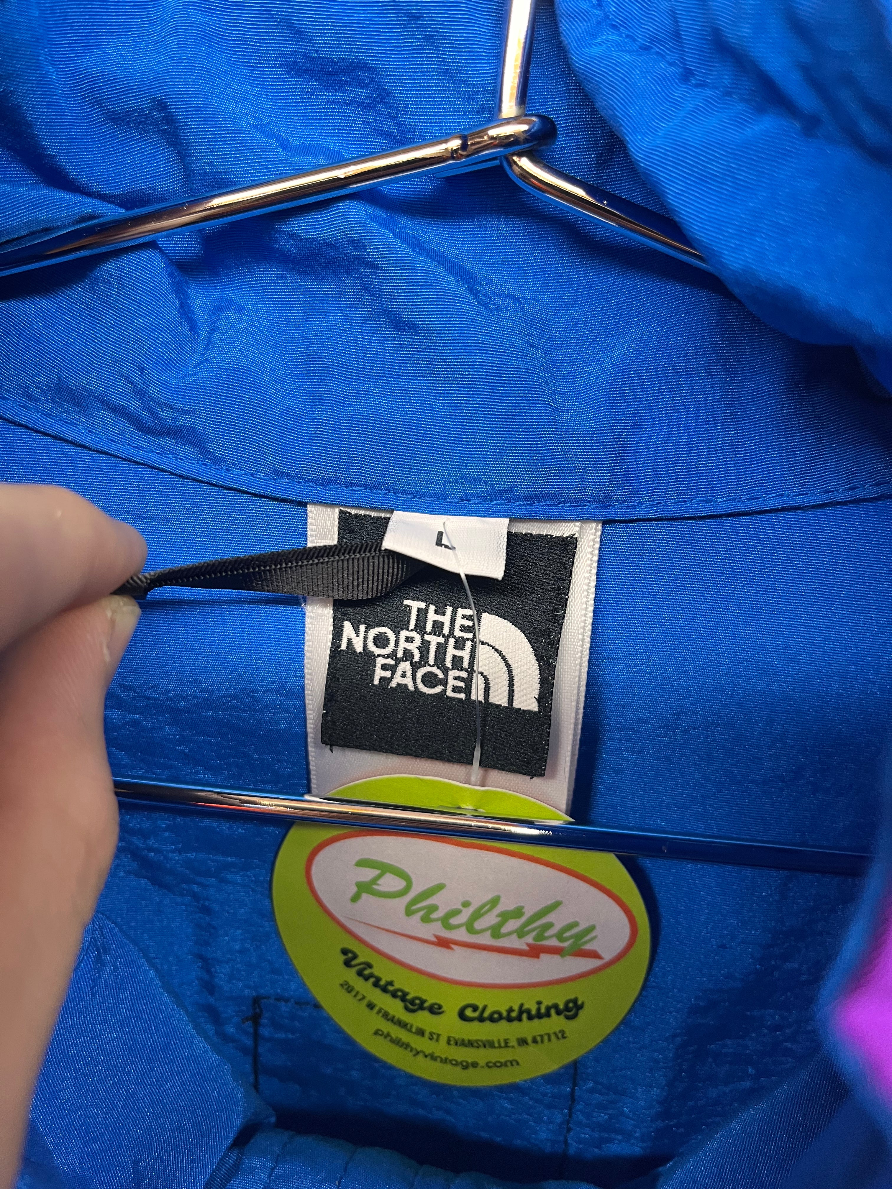 Vintage The North Face 90's Purple Blue Color Block Windbreaker Jacket: Large