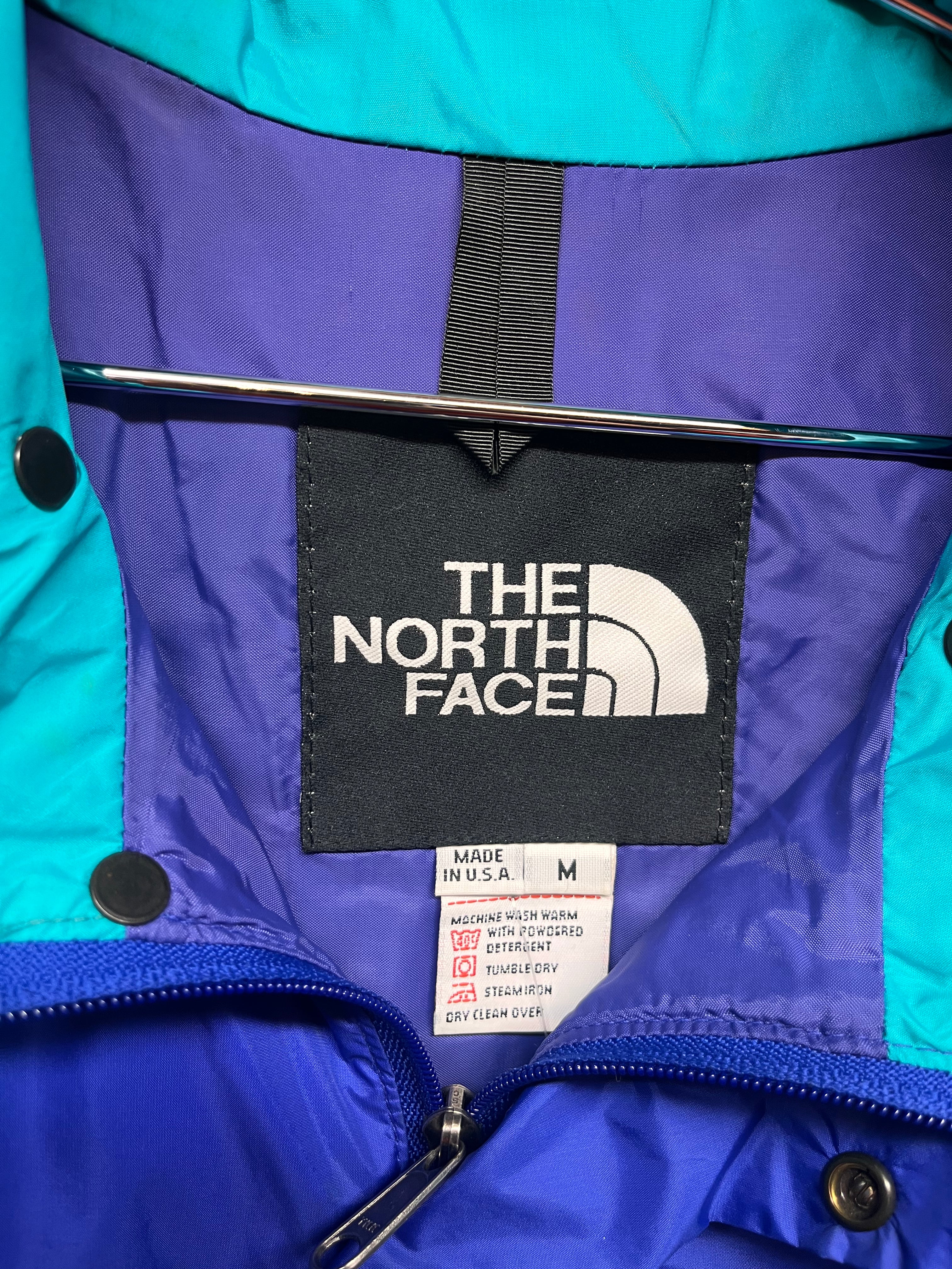 Vintage The North Face Made in USA Goretex 90's Blue Orange Anorak Windbreaker Pullover: Medium