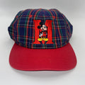 Vintage Mickey Mouse Red Navy Plaid 90's Disney Snapback Hat
