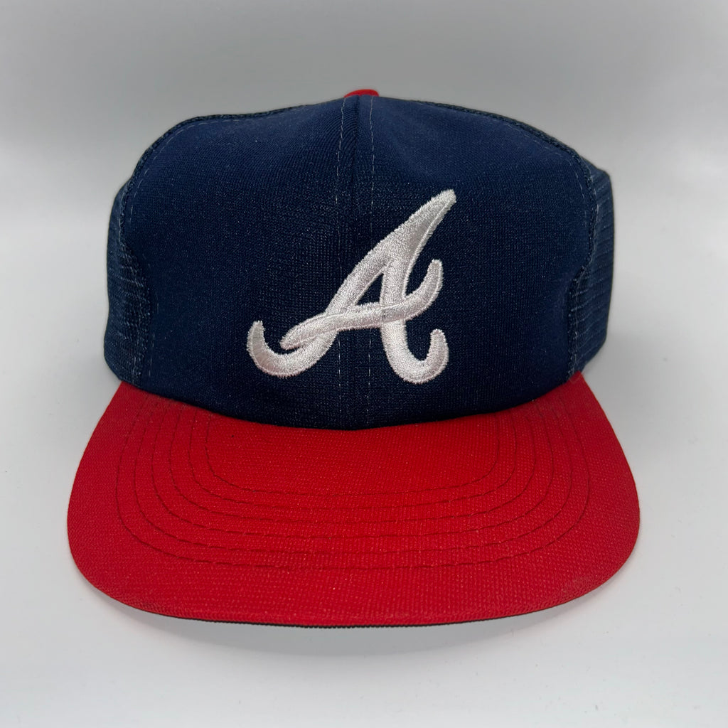 Vintage Atlanta Braves MLB Navy Red A Trucker Mesh Snapback Hat