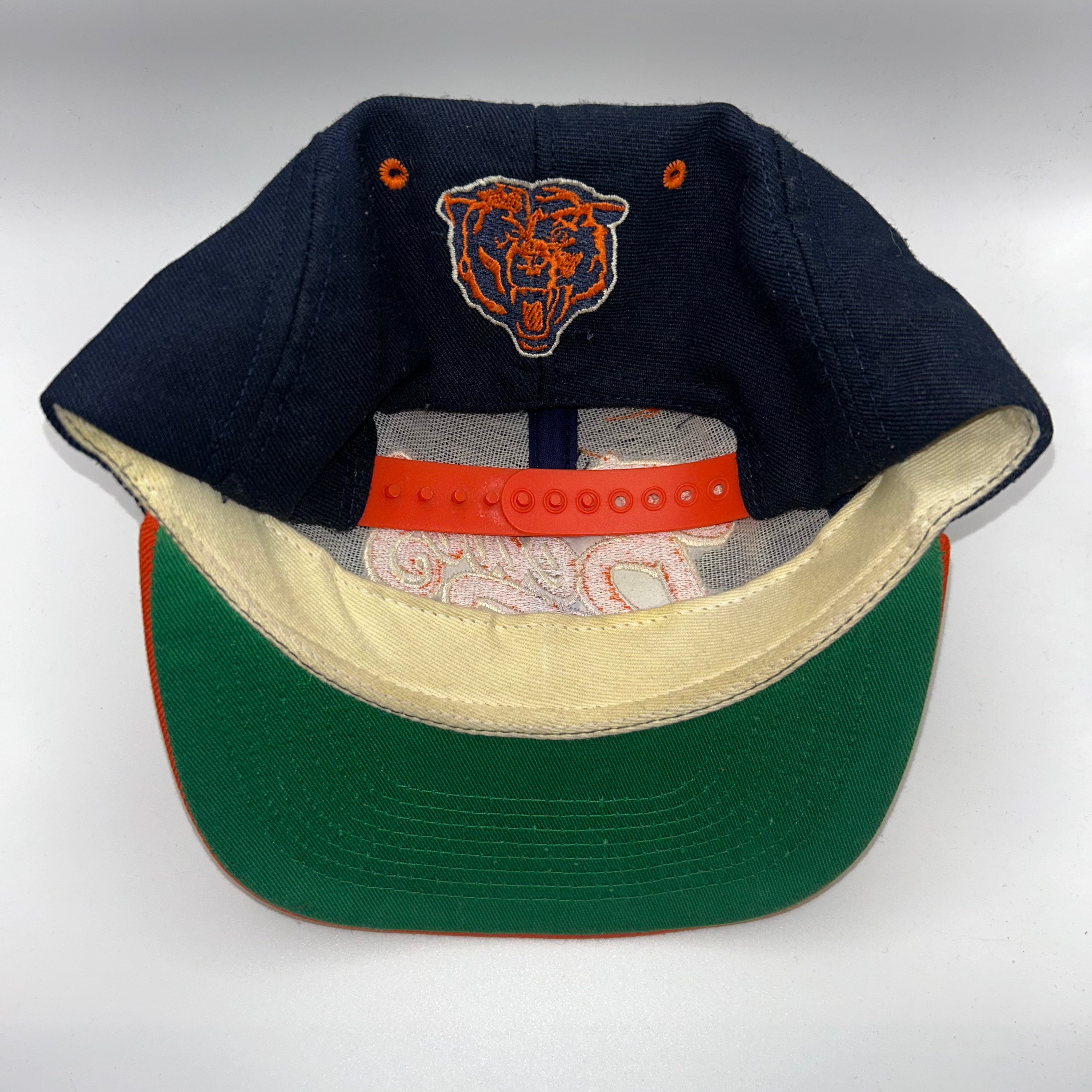 Vintage Chicago Bears NFL Script Navy Orange Snapback Hat