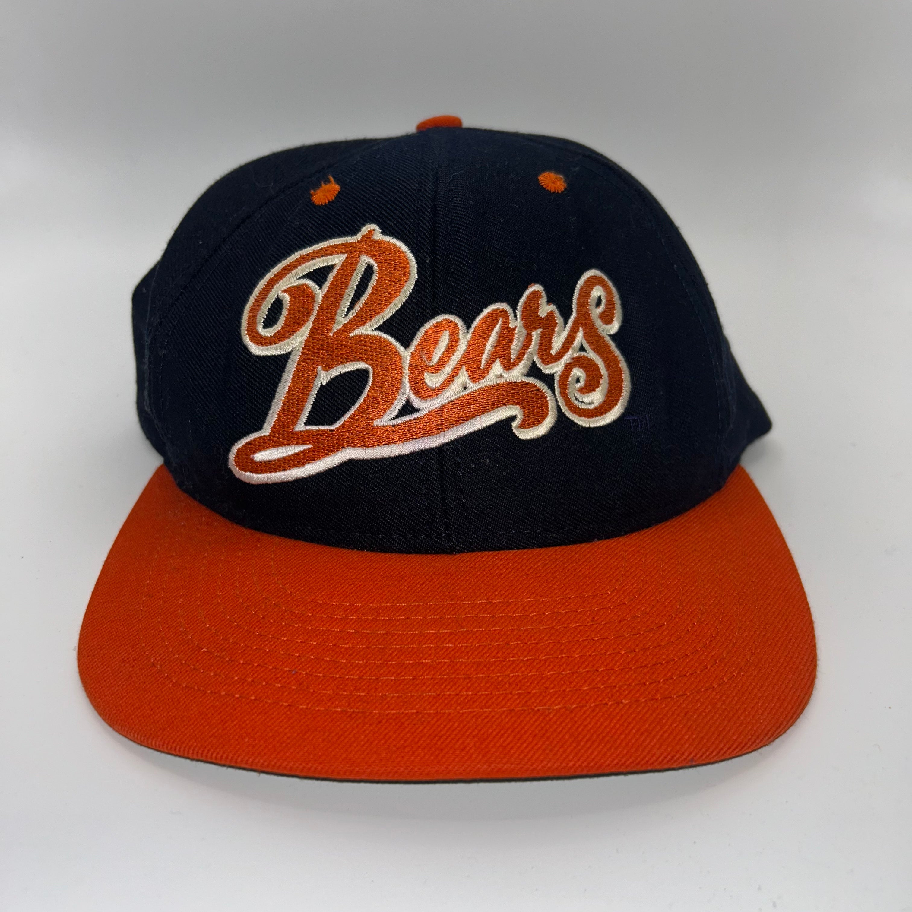 Vintage Chicago Bears NFL Script Navy Orange Snapback Hat