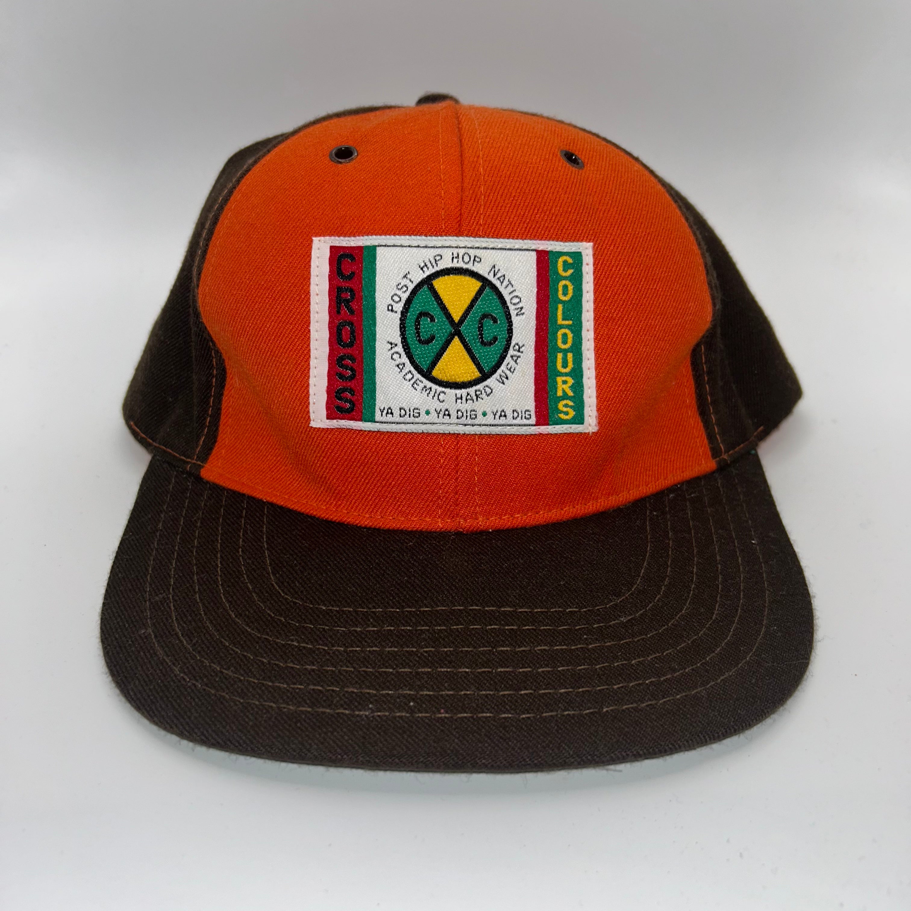 Vintage Cross Colours Orange Brown 90's Hip Hop Snapback Hat