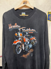 Load image into Gallery viewer, Vintage Harley Davidson 3D Emblem Longsleeve Chicago 1989 Black T-Shirt: Large
