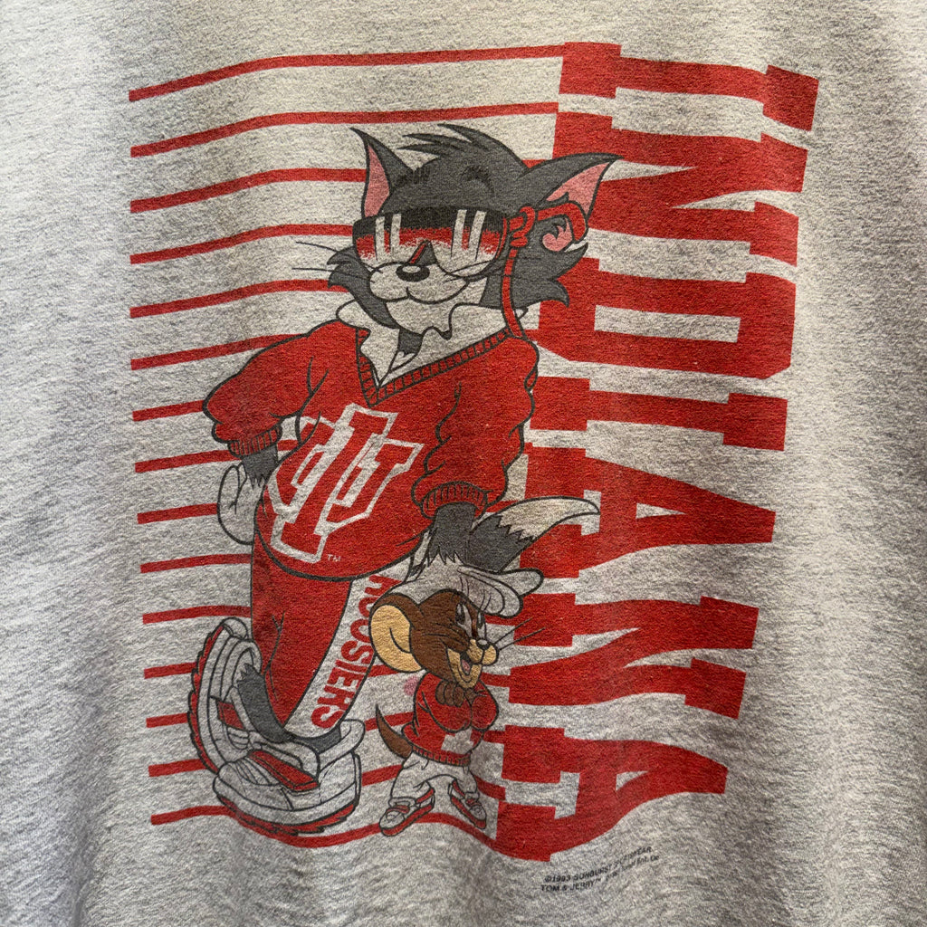 Vintage 1993 Tom & Jerry University of Indiana Hoosier Graphic T-Shirt: XL