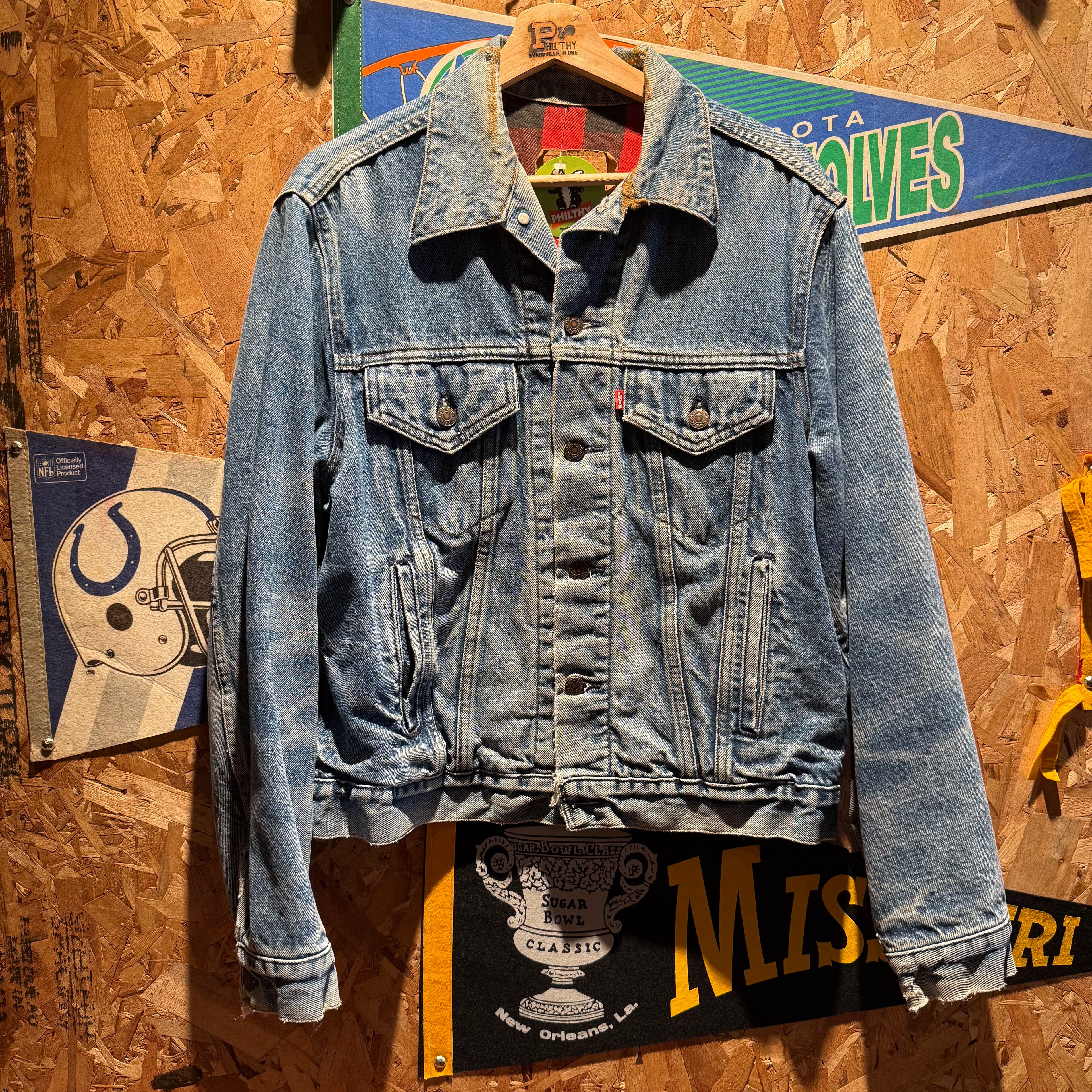 Vintage 70s Flannel-Lined Levi Denim Jean Jacket: M
