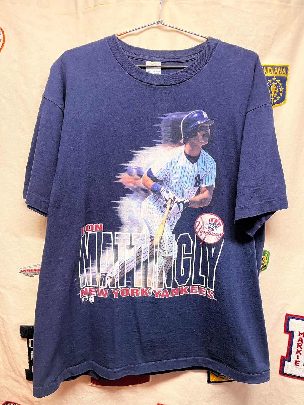 Vintage Don Mattingly New York Yankees Salem Motion 1995 MLB Navy Graphic T-Shirt: XL
