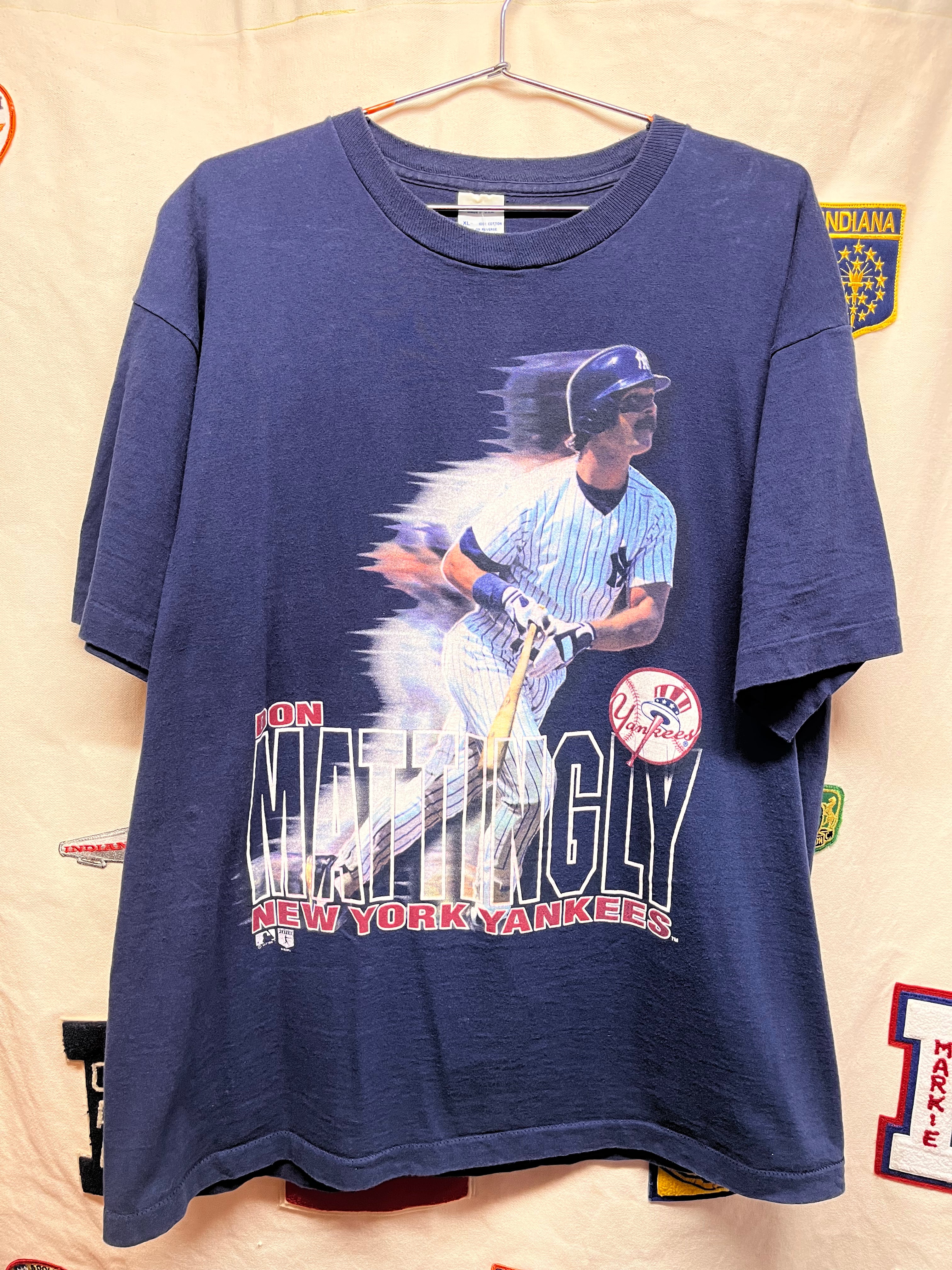 Vintage Don Mattingly New York Yankees Salem Motion 1995 MLB Navy Graphic T-Shirt: XL