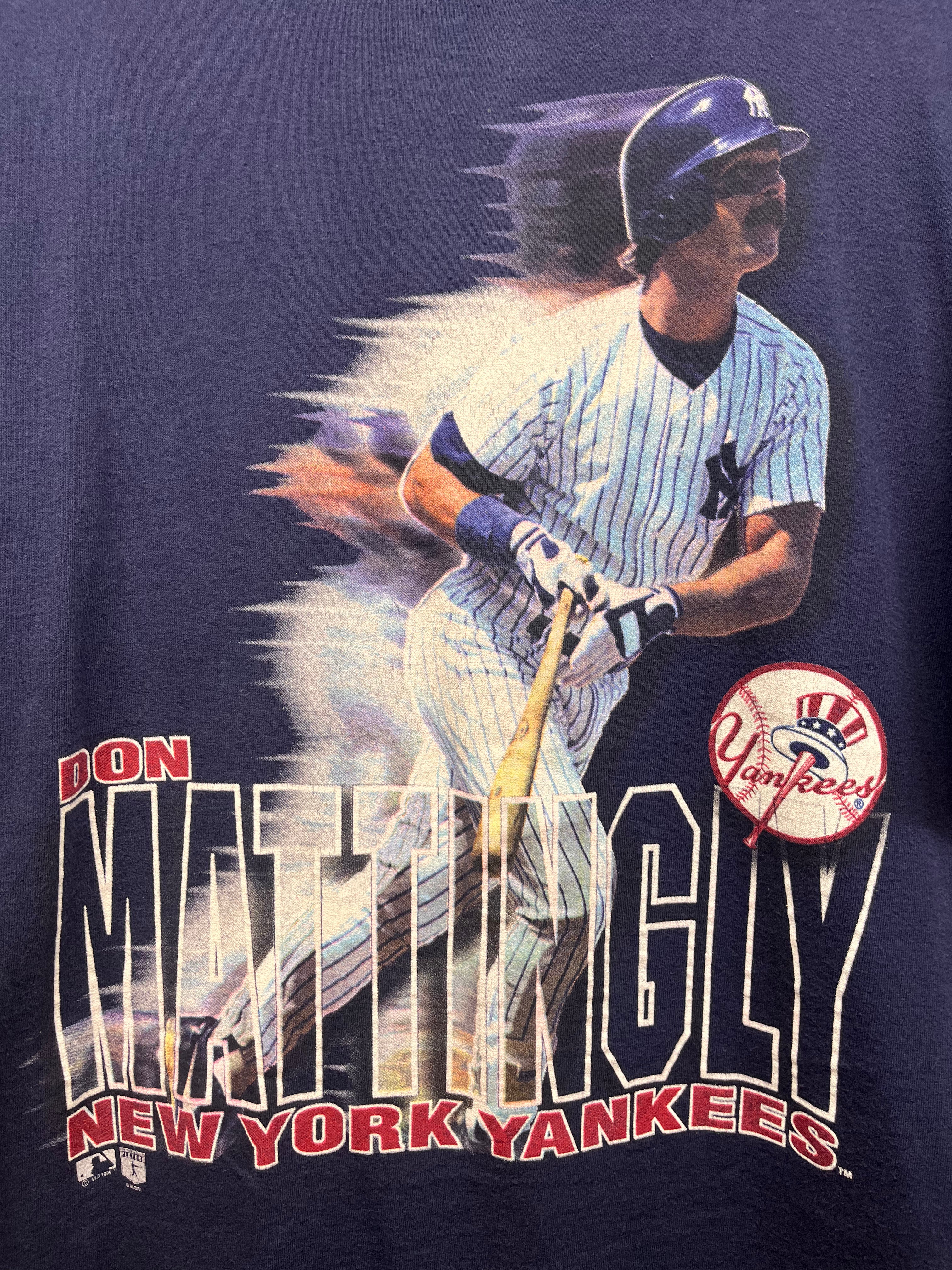 Vintage Don Mattingly New York Yankees Salem Motion 1995 MLB Navy Graphic T-Shirt: XL
