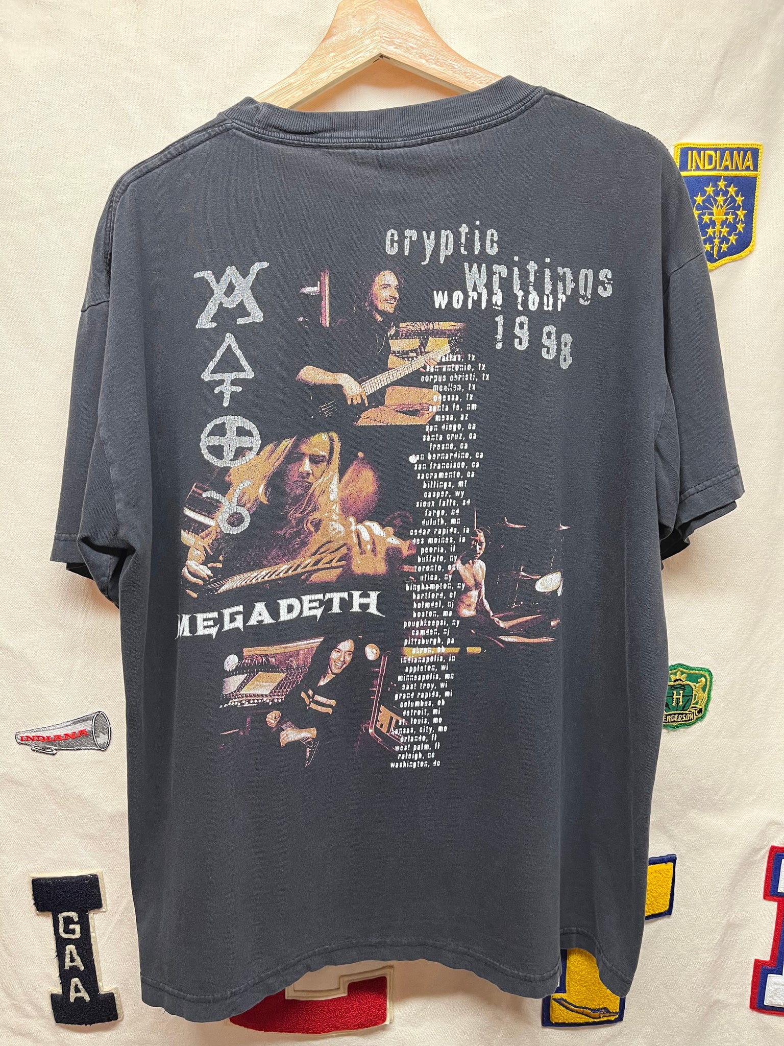 Vintage Megadeth Cryptic Writings World Tour 1998 Giant Black T-Shirt: Large