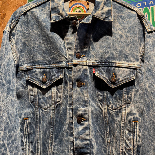 Vintage 80's Acid Wash Levi's Denim Trucker USA Jean Jacket: Small